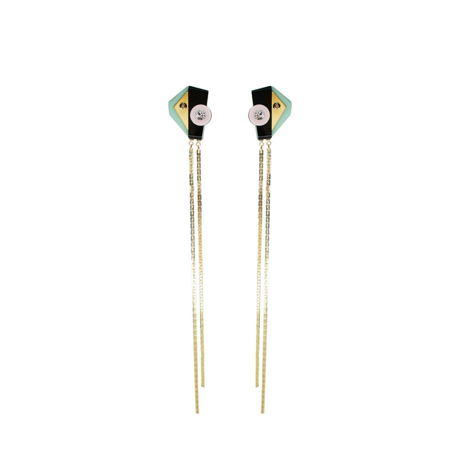Gissa Bicalho Women's Handmade Acrylic Earring Long Inti - Green