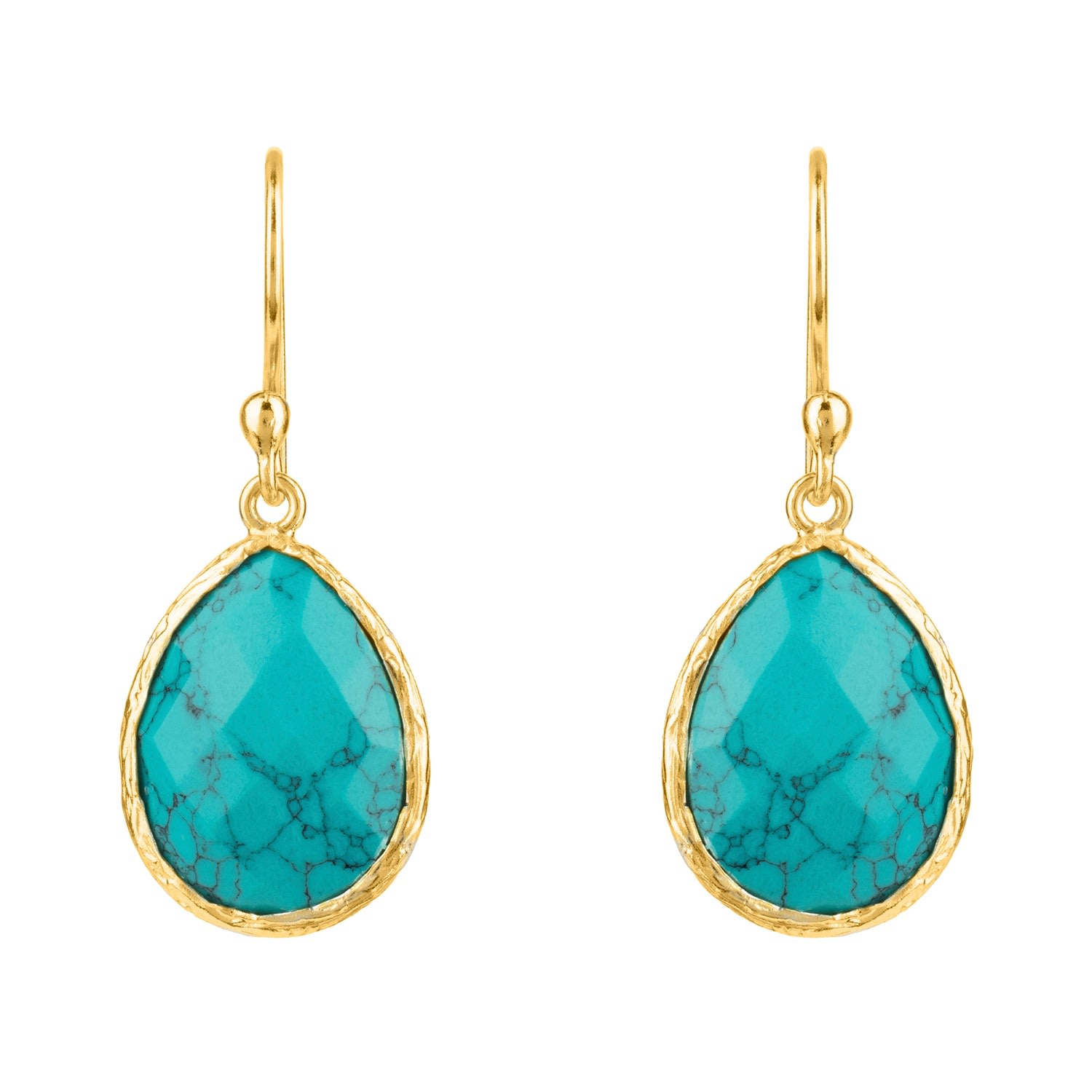 Latelita Women's Gold / Blue / Green Petite Drop Earrings Arizona Turquoise Gold In Multi