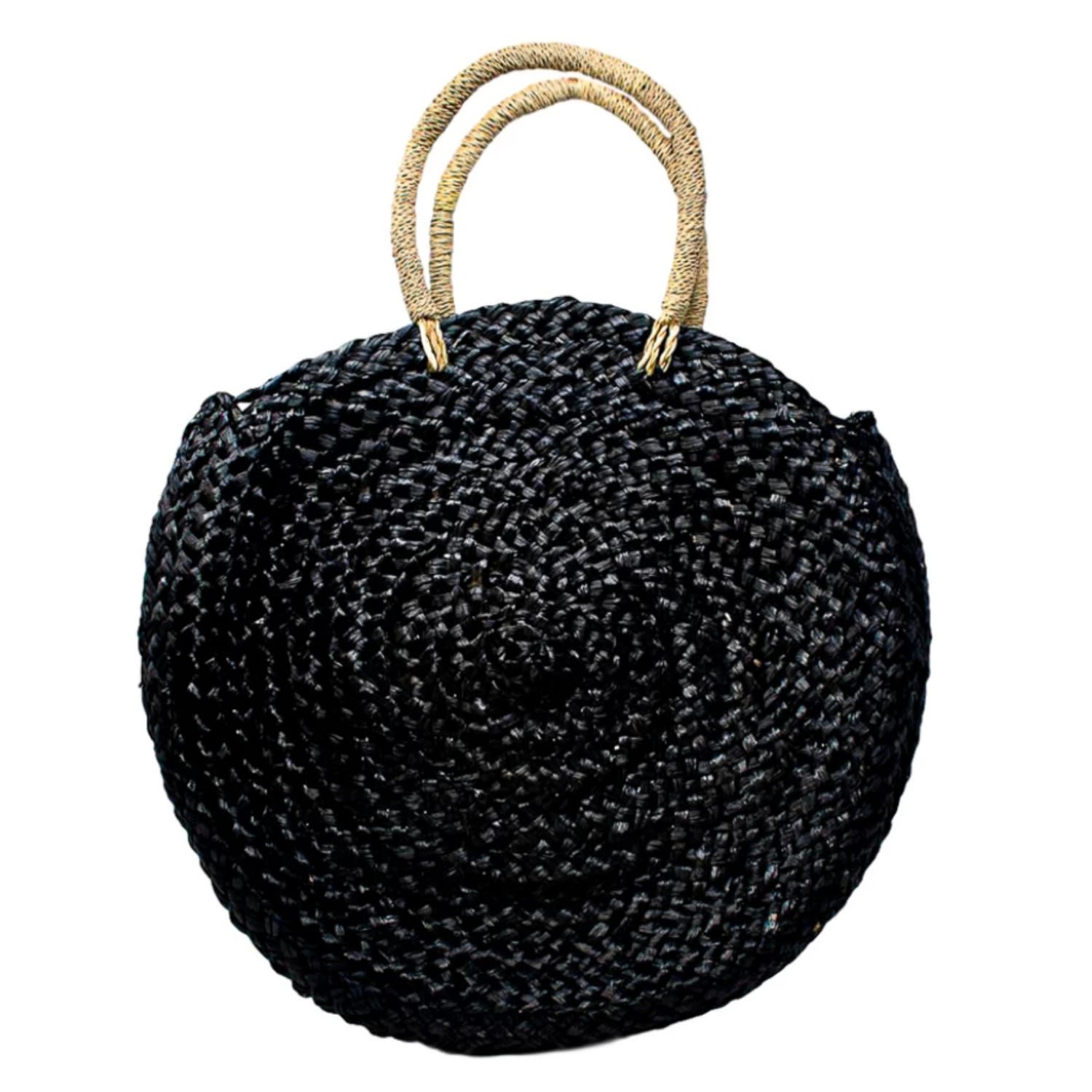 Women’s Eliza Straw Tote - Black Poppy + Sage