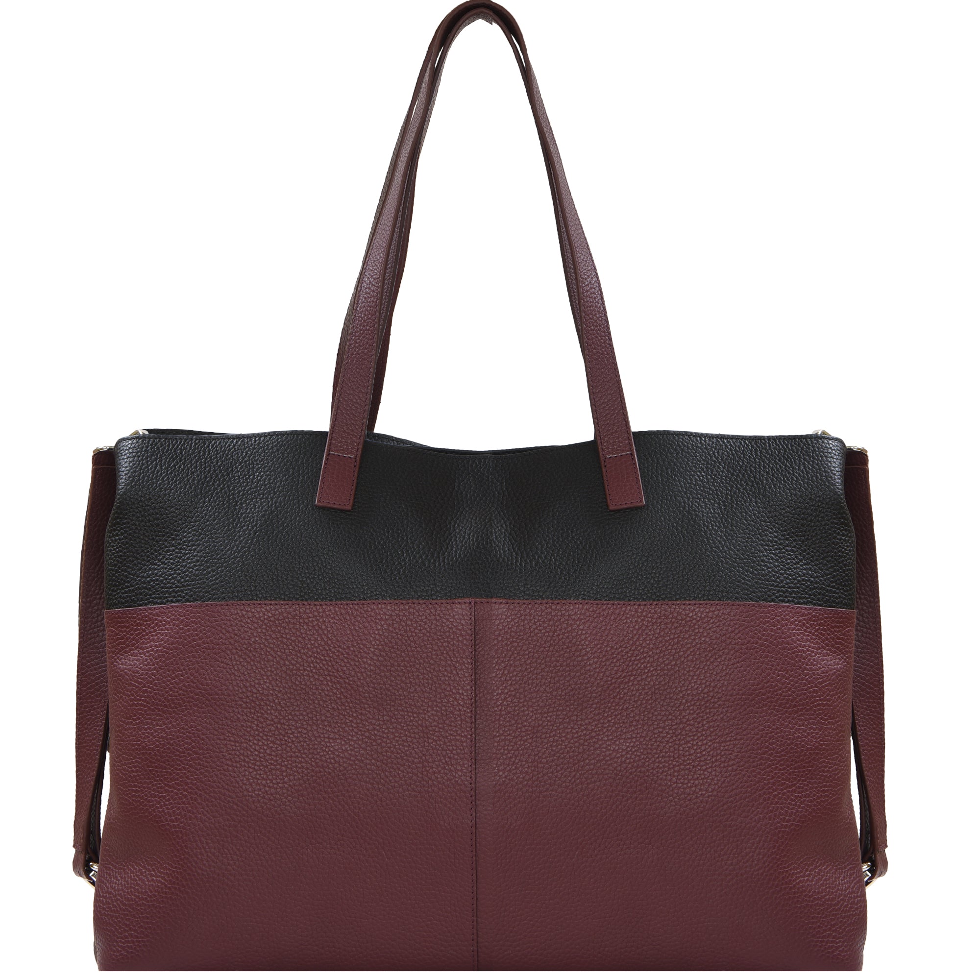 Women’s Black / Red Burgundy Two Tone Horizontal Leather Tote Brix+Bailey