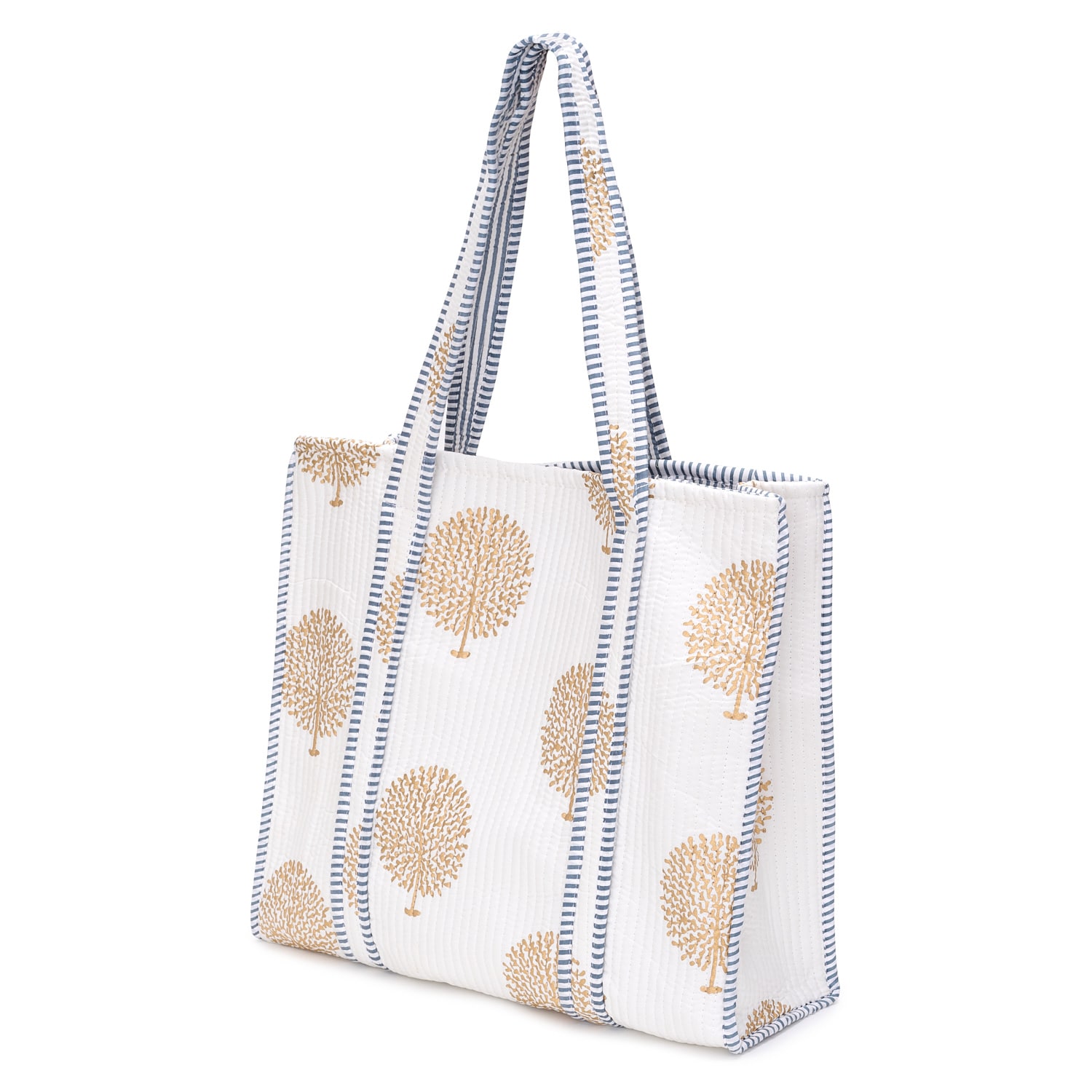 At Last... Women's Gold / White Large Cotton Tote Bag In White & Gold
