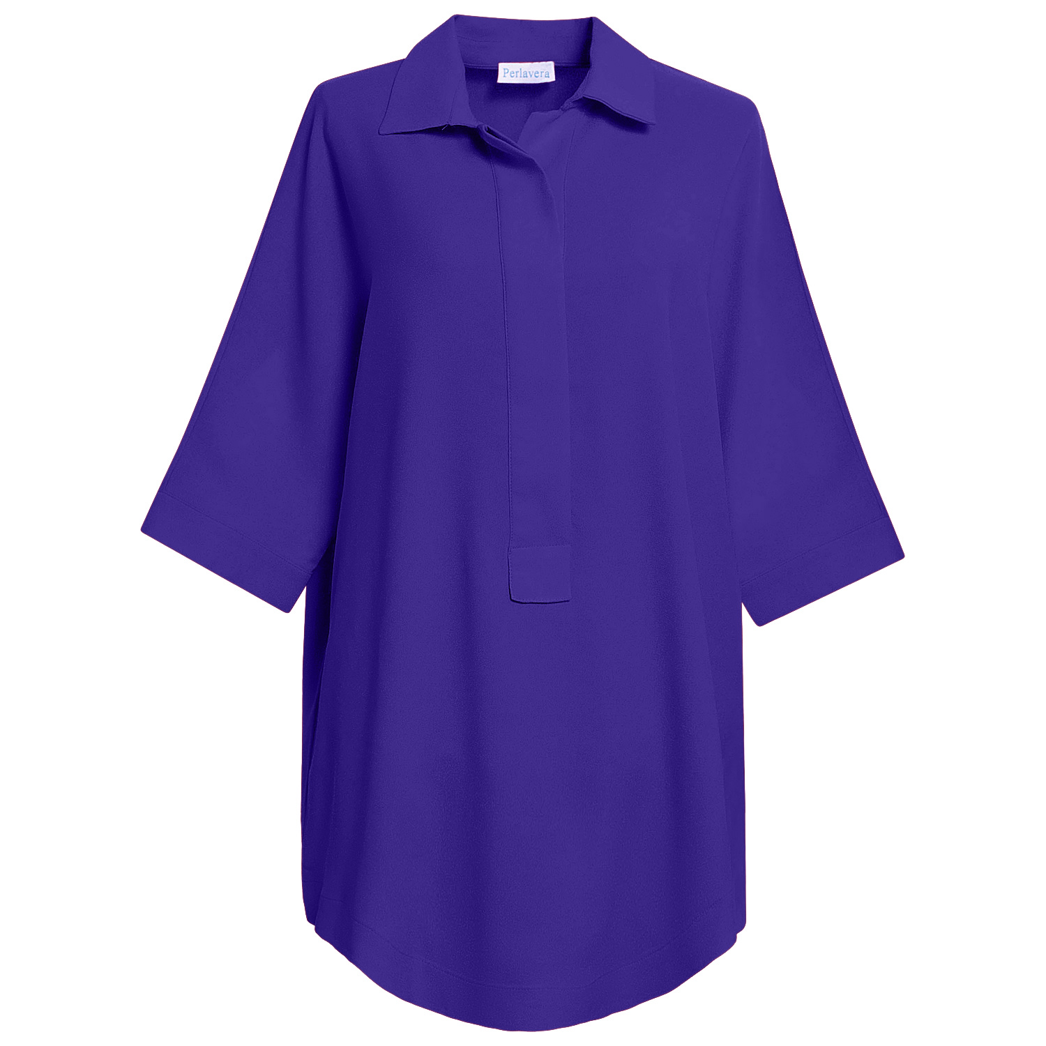 Perlavera Women's Pink / Purple Pinoly Purple Hidden Placket Three Quarter Sleeve Tunic In Pink/purple