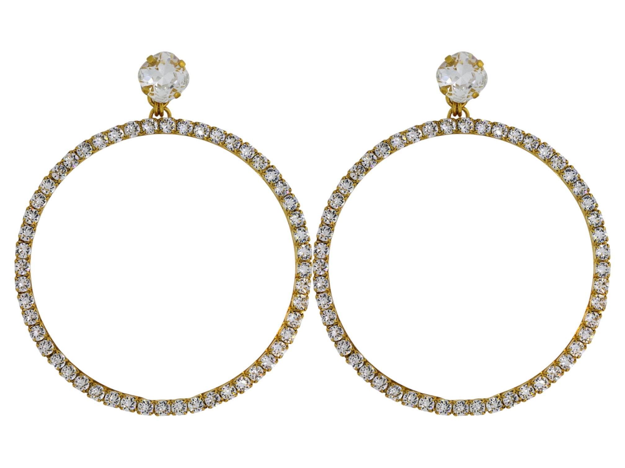 Vickisarge Women's Neutrals The Large Clear Hoop Earrings In Gold - Clip In Yellow
