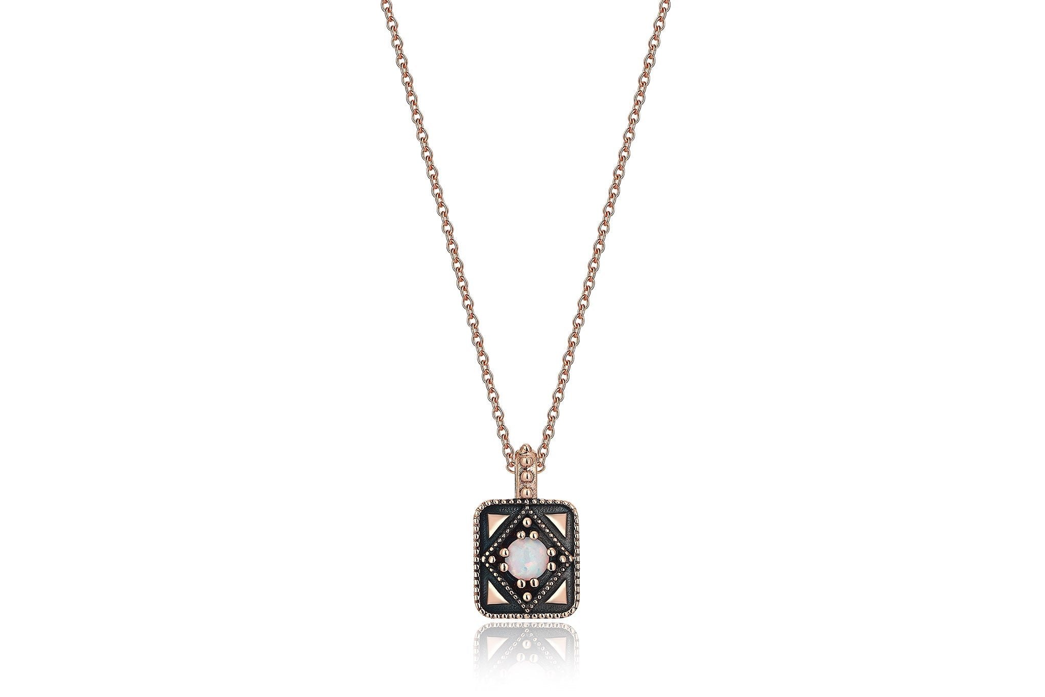 Reis Jewellery Women's Rose Gold Black Queen Necklace In Gold