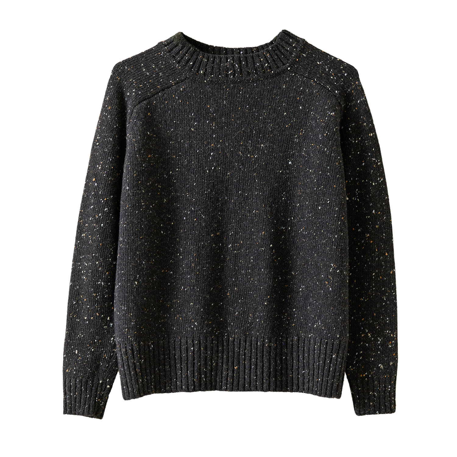 Oubas Women's Neutrals / Black Donegal Merino Wool Sweater In Charcoal
