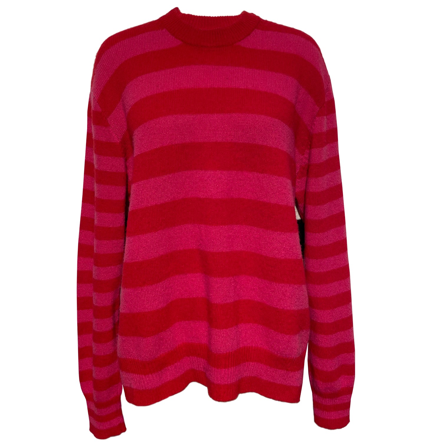 Women’s Jenn Red Striped Crewneck In Brushed Recycled Cashmere & Recycled Wool Large Eolas