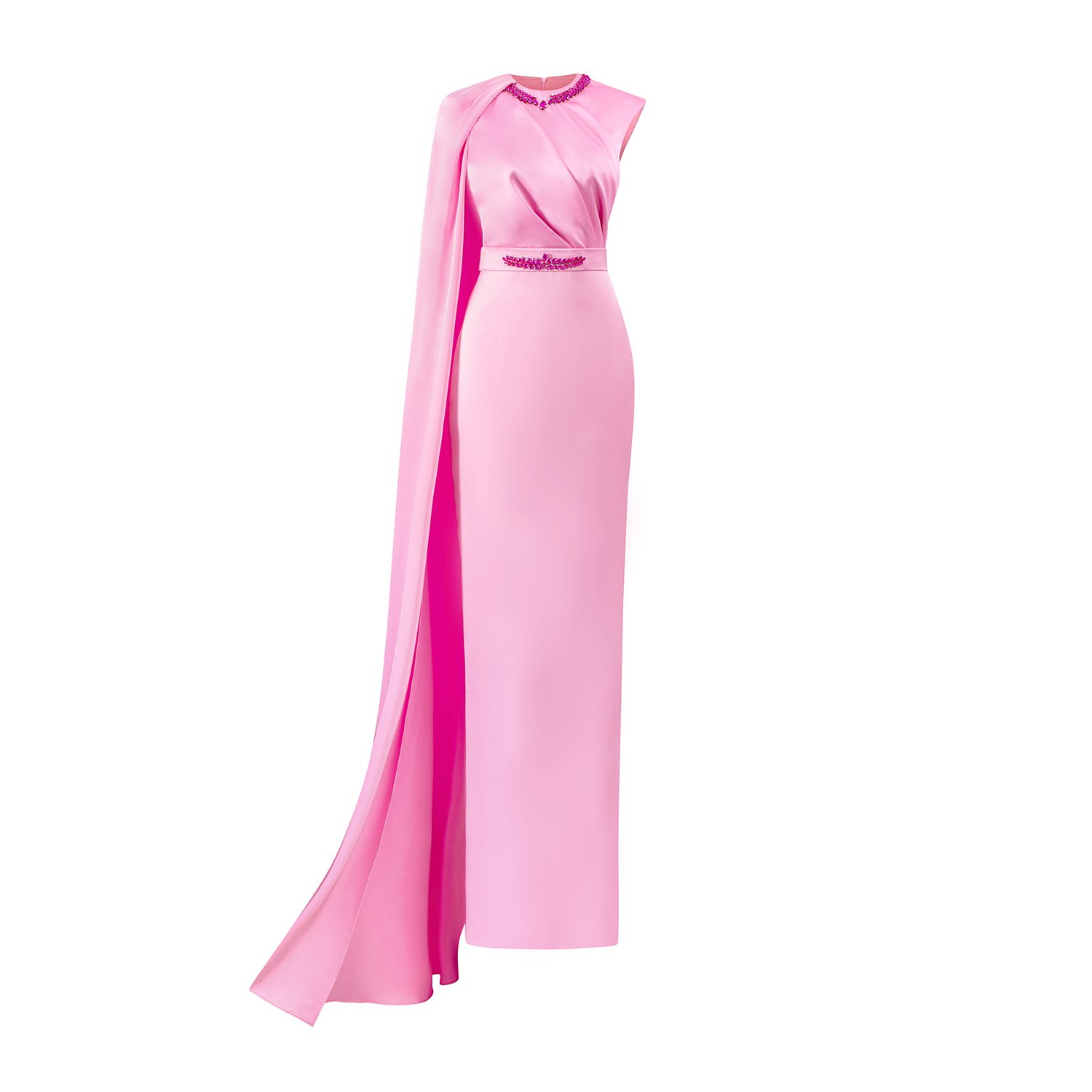 Women’s Pink / Purple Pink One-Shoulder Cape Draped Silk Dress Extra Large I. h.f Atelier