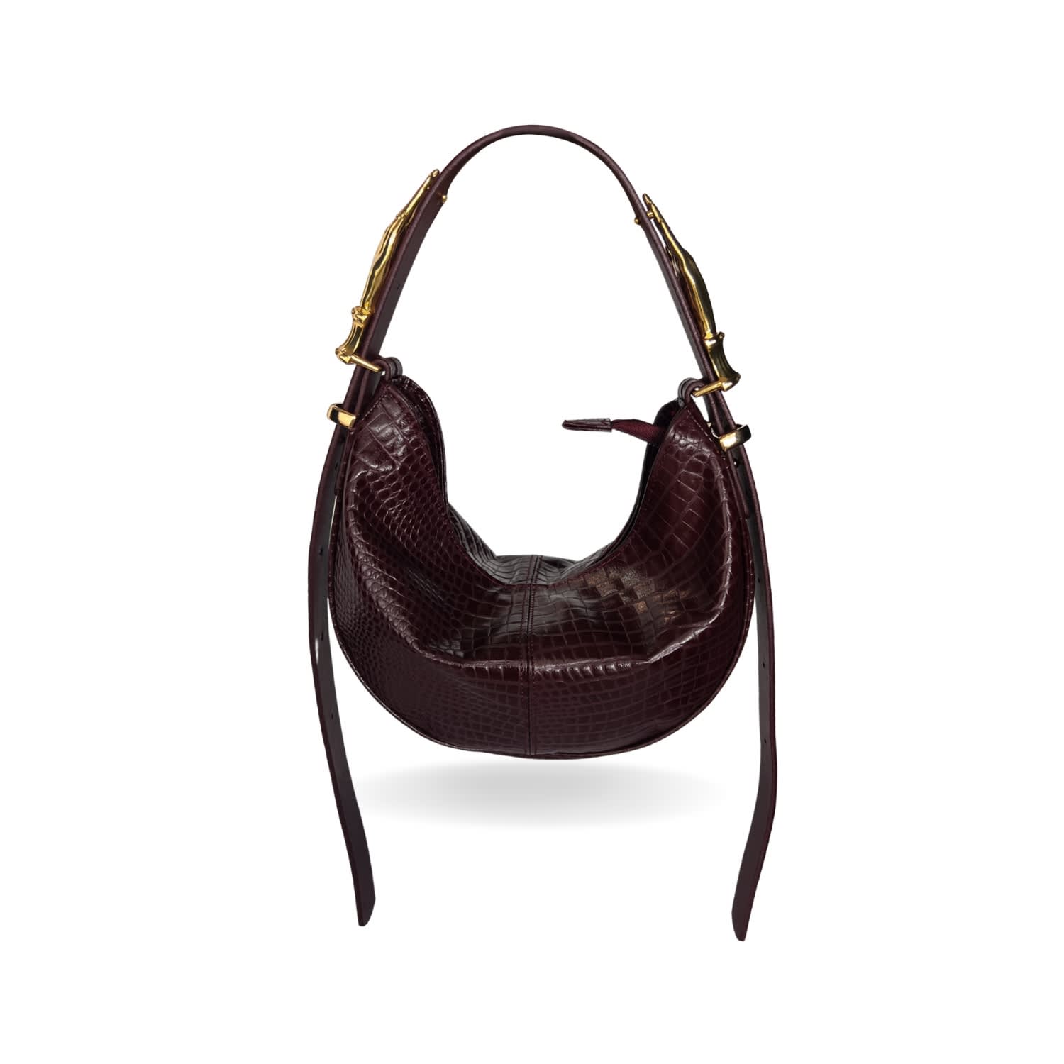 Indigolush Women's Red / Brown Hobo Adjustable Hand Shaped Leather Bag Mini Black Cherry Two Hands In Multi