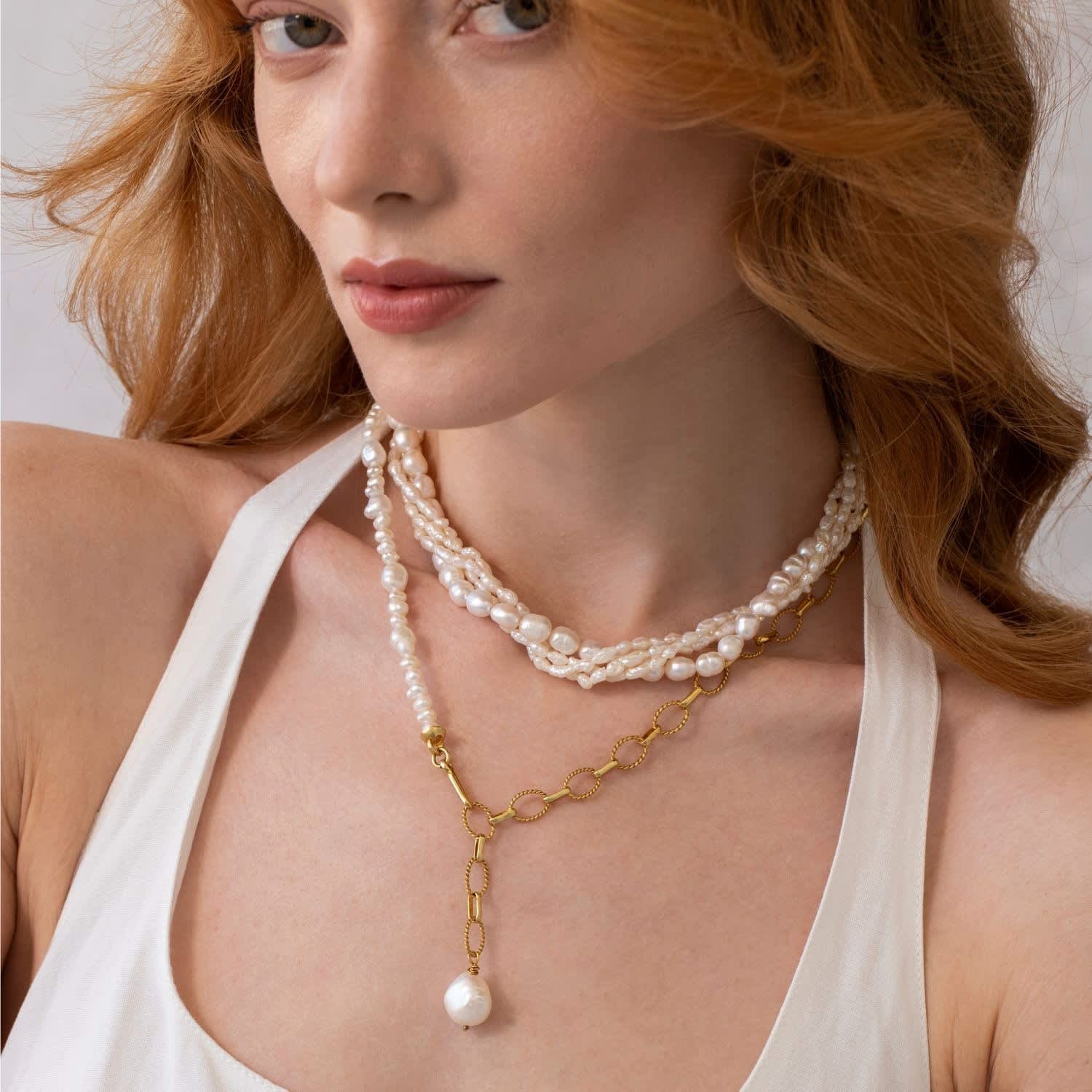 Baroque pearl lariat necklace sale