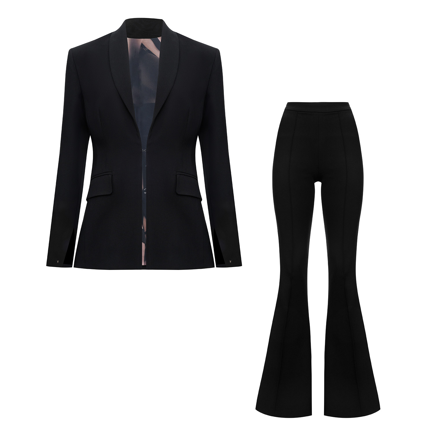 My Mokondo Black Tailored Blazer & Flared Trousers Suit In Black