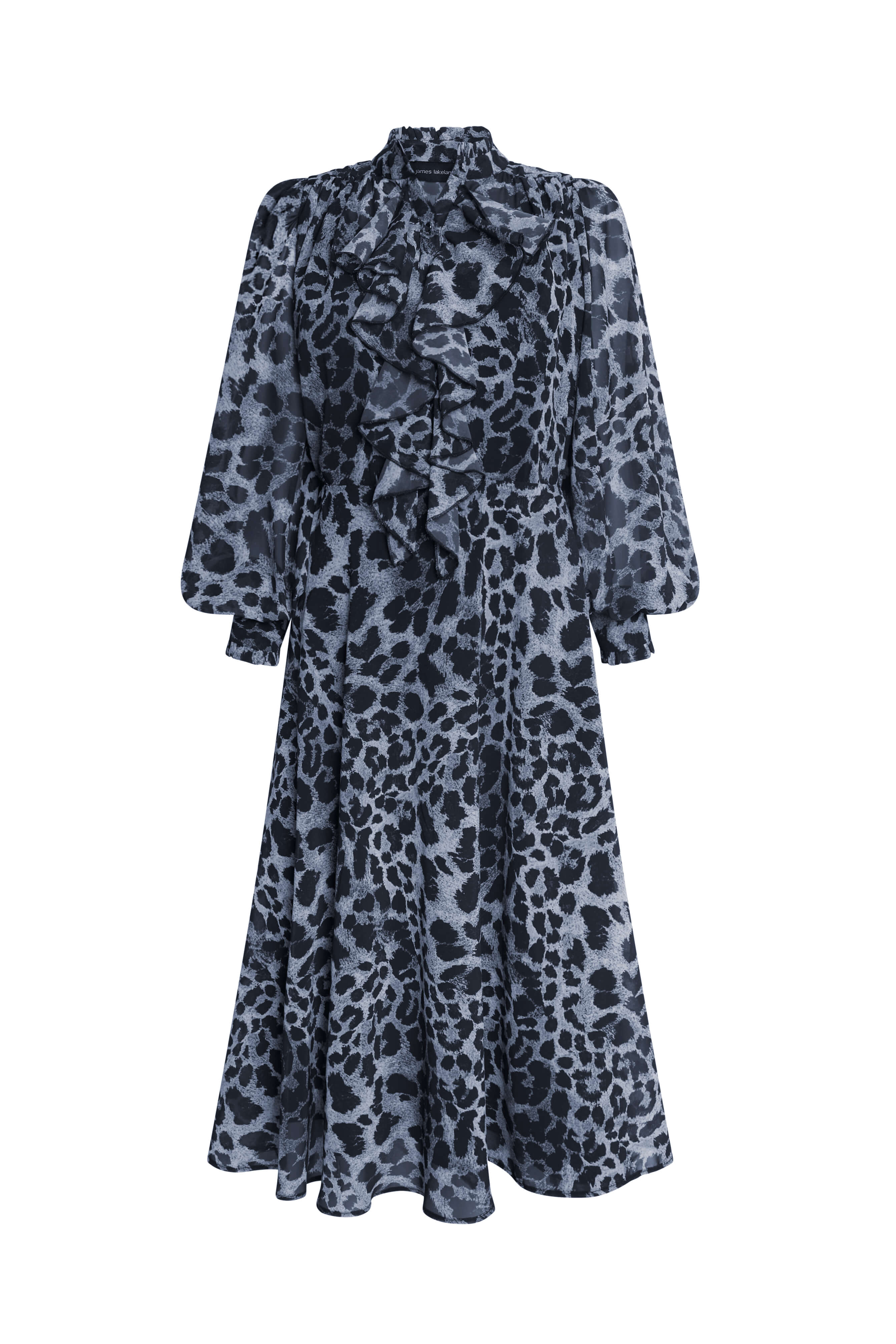 James Lakeland Women's Leopard Print Midi Ruffle Dress Black In Black