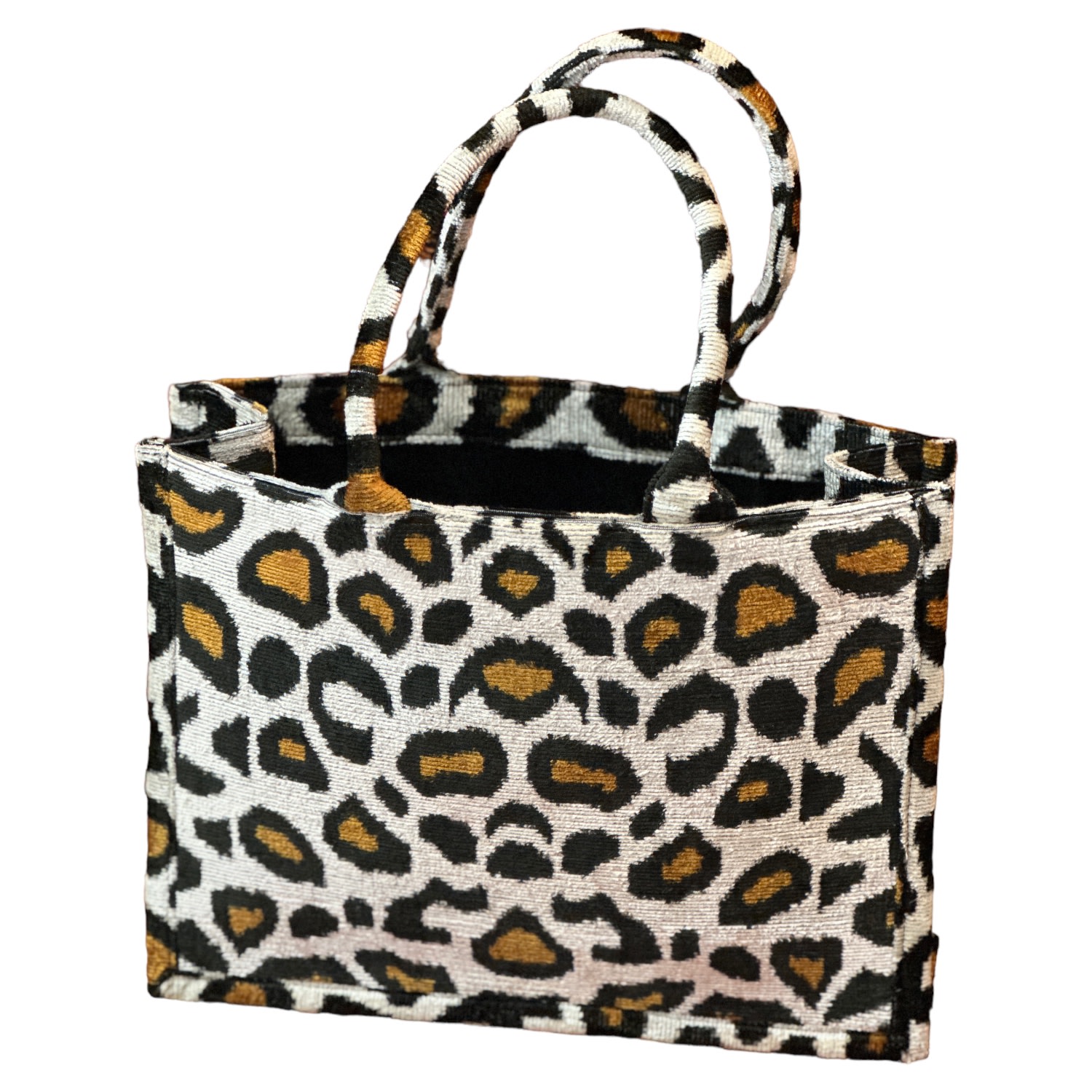 Women’s Black / Brown Stunning Leopard Velvet Ikat Tote Punica