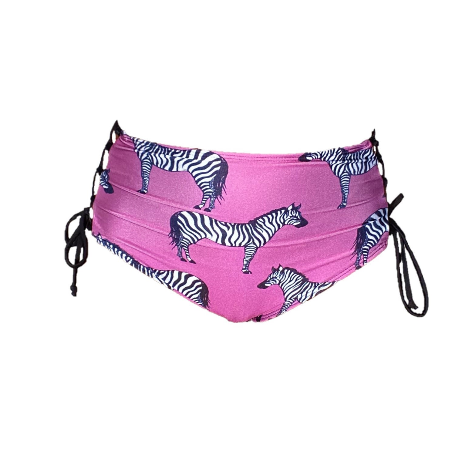 Women’s Pink / Purple Delva High Waisted Bikini Bottom - Purple Zebra Small Brasini Swimwear