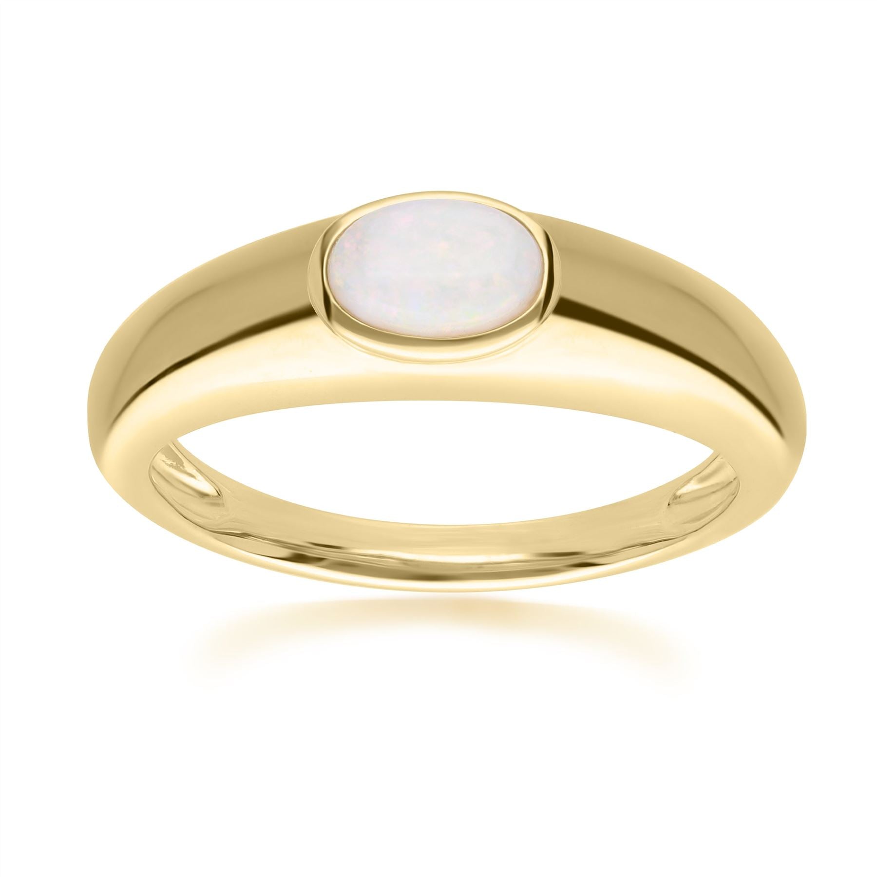 Women’s Gold / White Oval Cut Opal Ring In Gold Plated Silver Gemondo