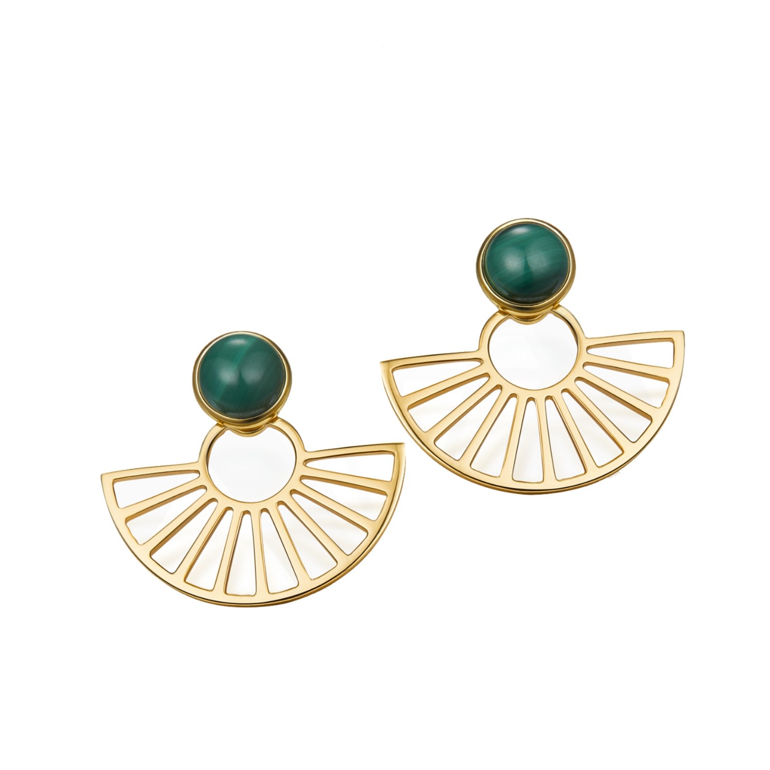 Women’s Gold Nefet Malachite Detachable Earrings Janus Edinburgh