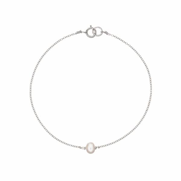 Lily & Roo Sterling Silver Single Pearl Bracelet In Pearl