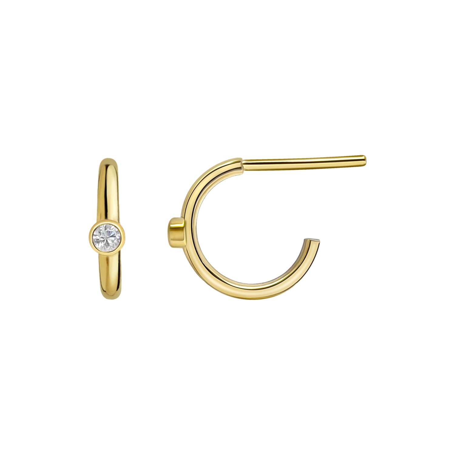 Women’s Hoop Earring Gold White Sapphire Tory Long