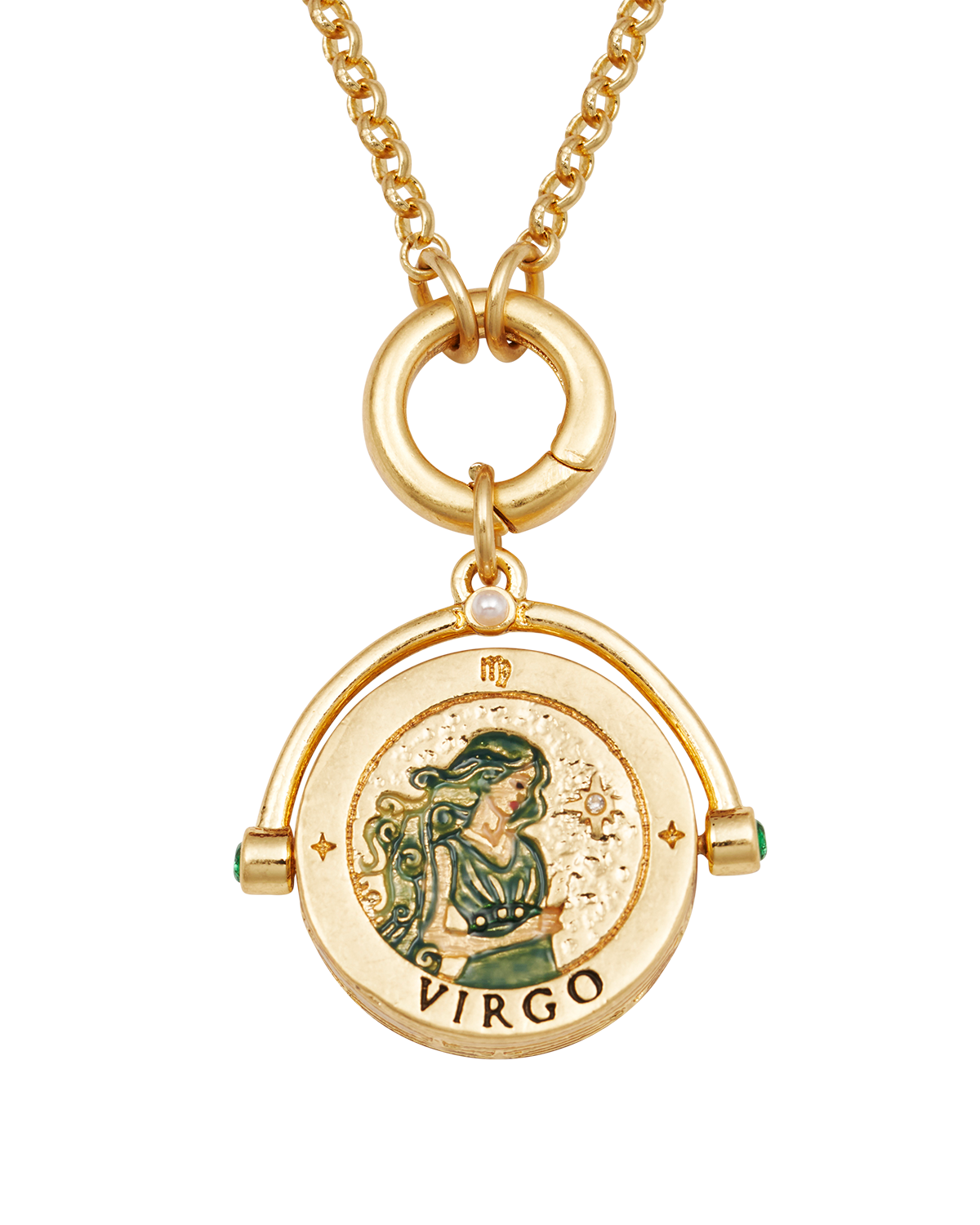 Fable England Women's Virgo Zodiac Spinner Necklace In Gold