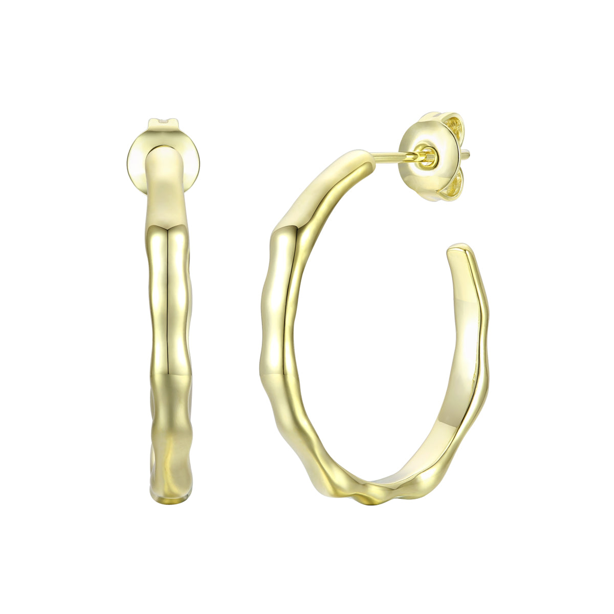 Genevive Jewelry Women's Rachel Glauber Gold Plated Structured Open Hoop Earrings In Gold