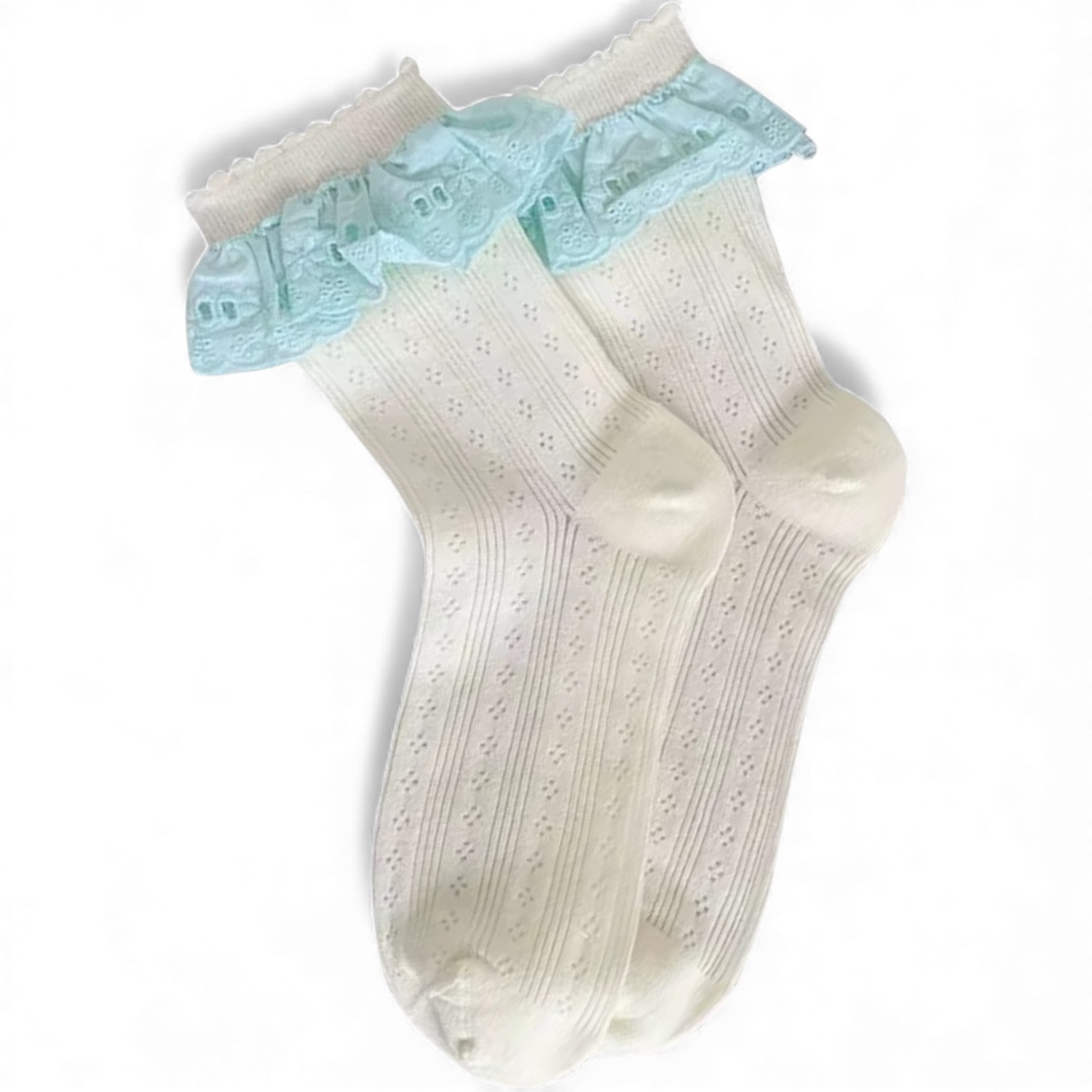 High Heel Jungle By Kathryn Eisman Women's Bobby Lace Frill Trim Cotton Bobby Socks White