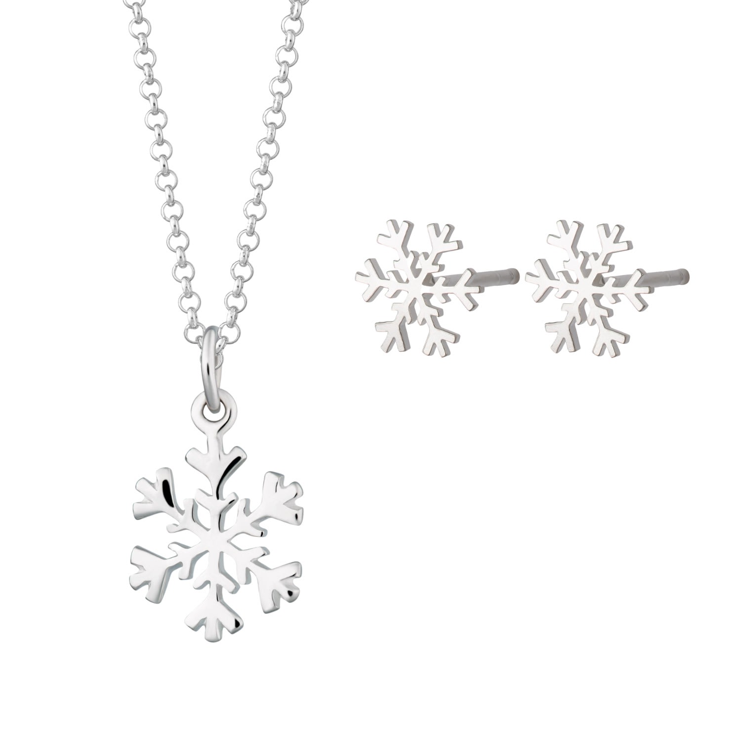 Women’s Sterling Silver Snowflake Jewellery Set With Stud Earrings Lily Charmed