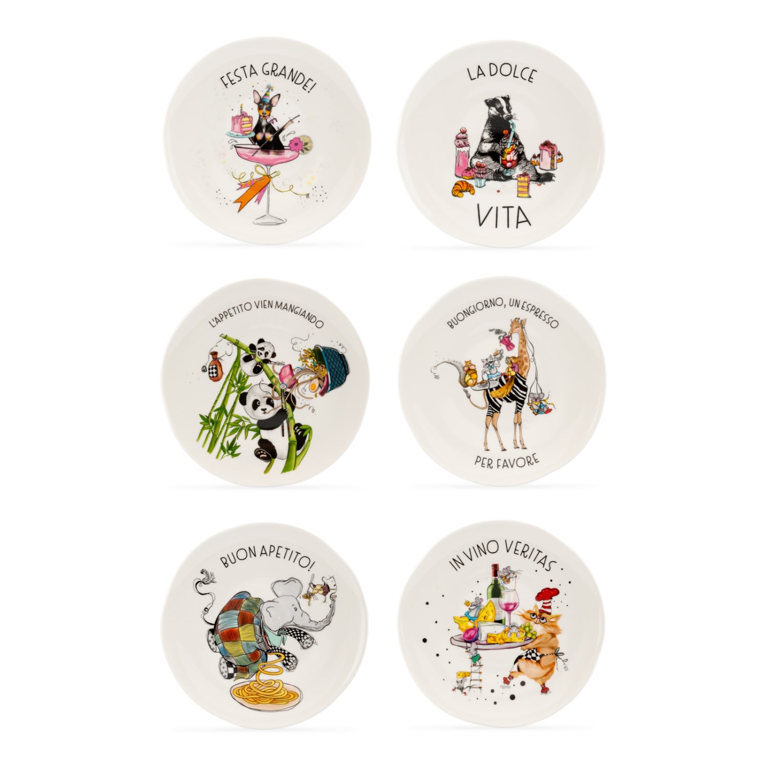 Un Poco Mamma Mia Limited Edition Porcelain Plate Set In Red