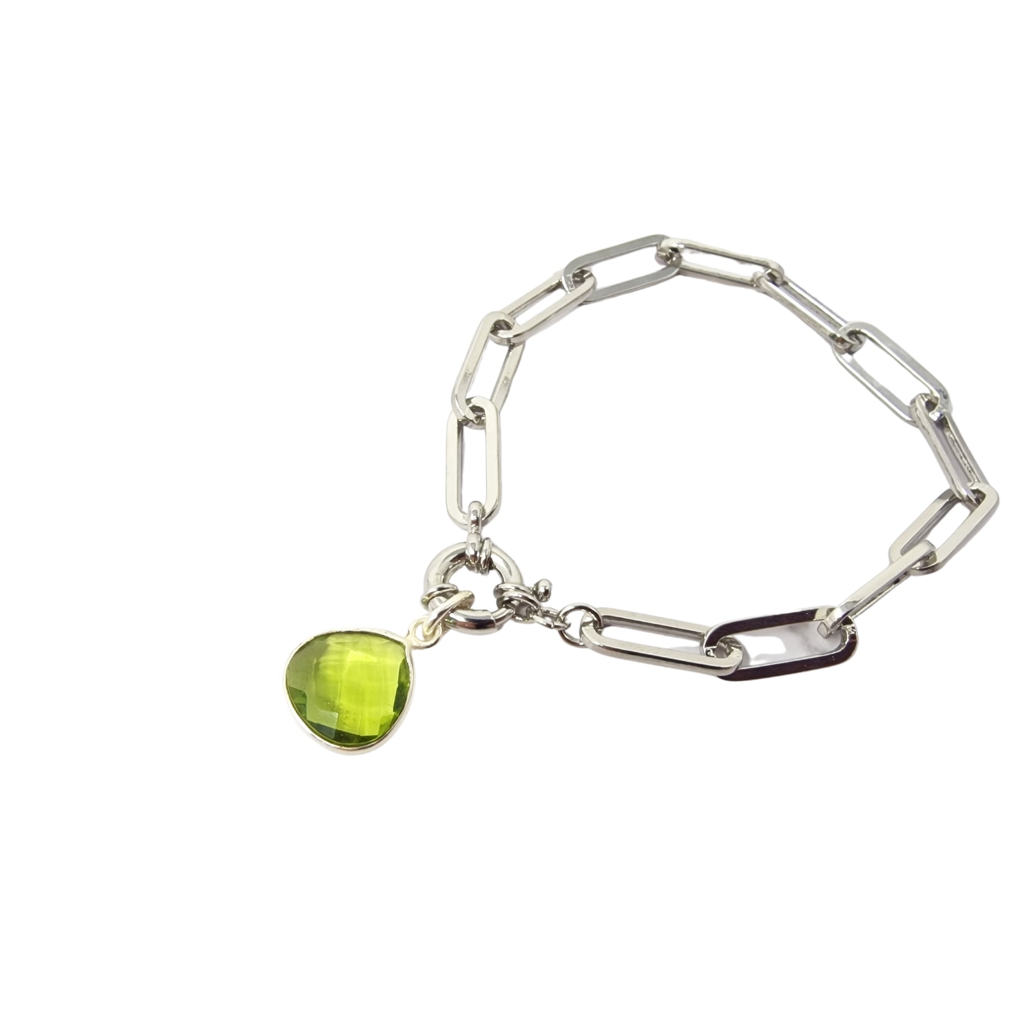 Harfi Women's Green / Silver Shiny Peridot August Birthstone Silver Crystal Bracelet In Multi