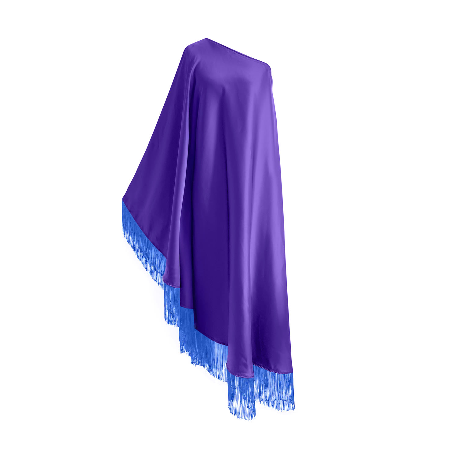 Toma Women's Blue / Purple Blue Fringe Off Shoulder Summer Glam Maxi Purple Dress In Purple
