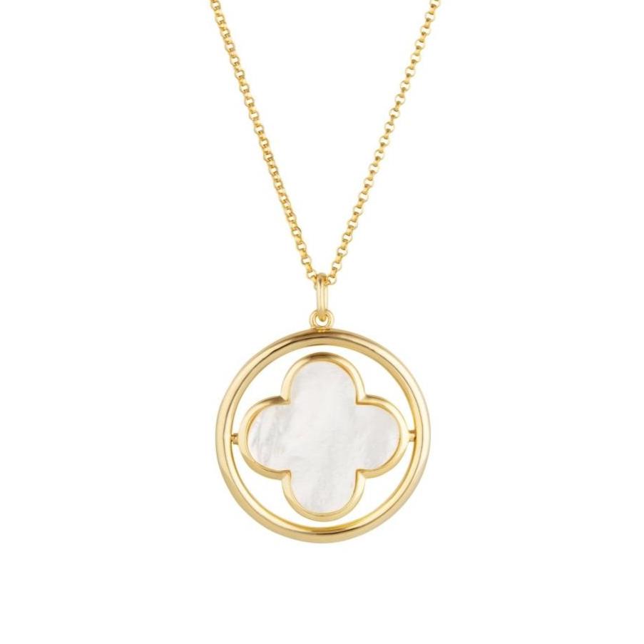 Women&rsquo;s Clover Gold Large Swivel Long Necklace With Mother Of Pearl | Lulu B London