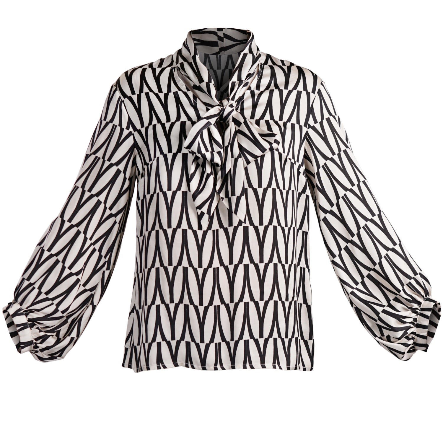 Women’s Pippa Blouse In Black & Cream White Abstract Print Large Antonia York