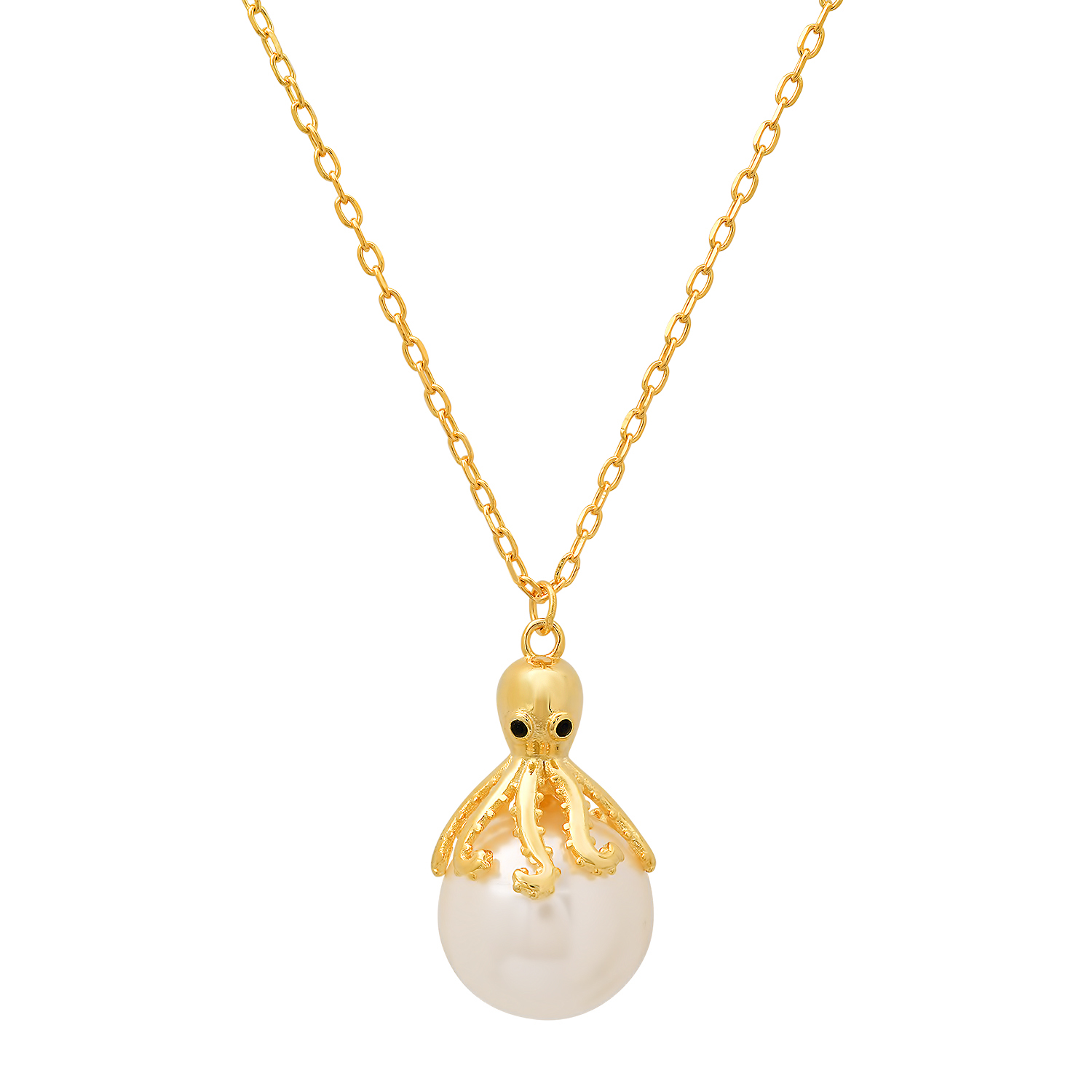 Gold Pearl Octopus Pendant Necklace Kylie Harper Wolf Badger