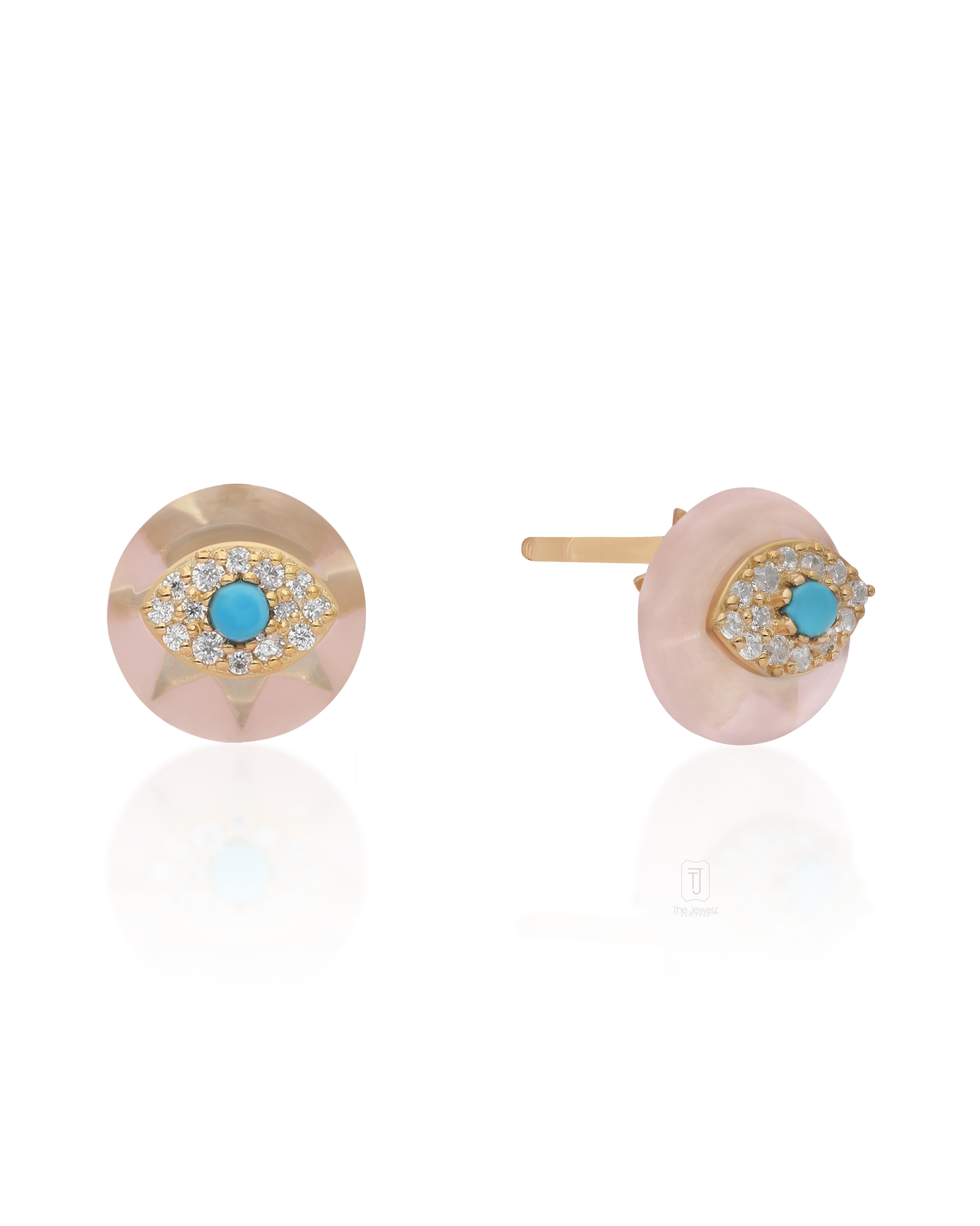 The Jewelz Women's Pink / Yellow / Blue Sunset Tide' Turquoise & Rose Quartz Silver Earrings In Multi
