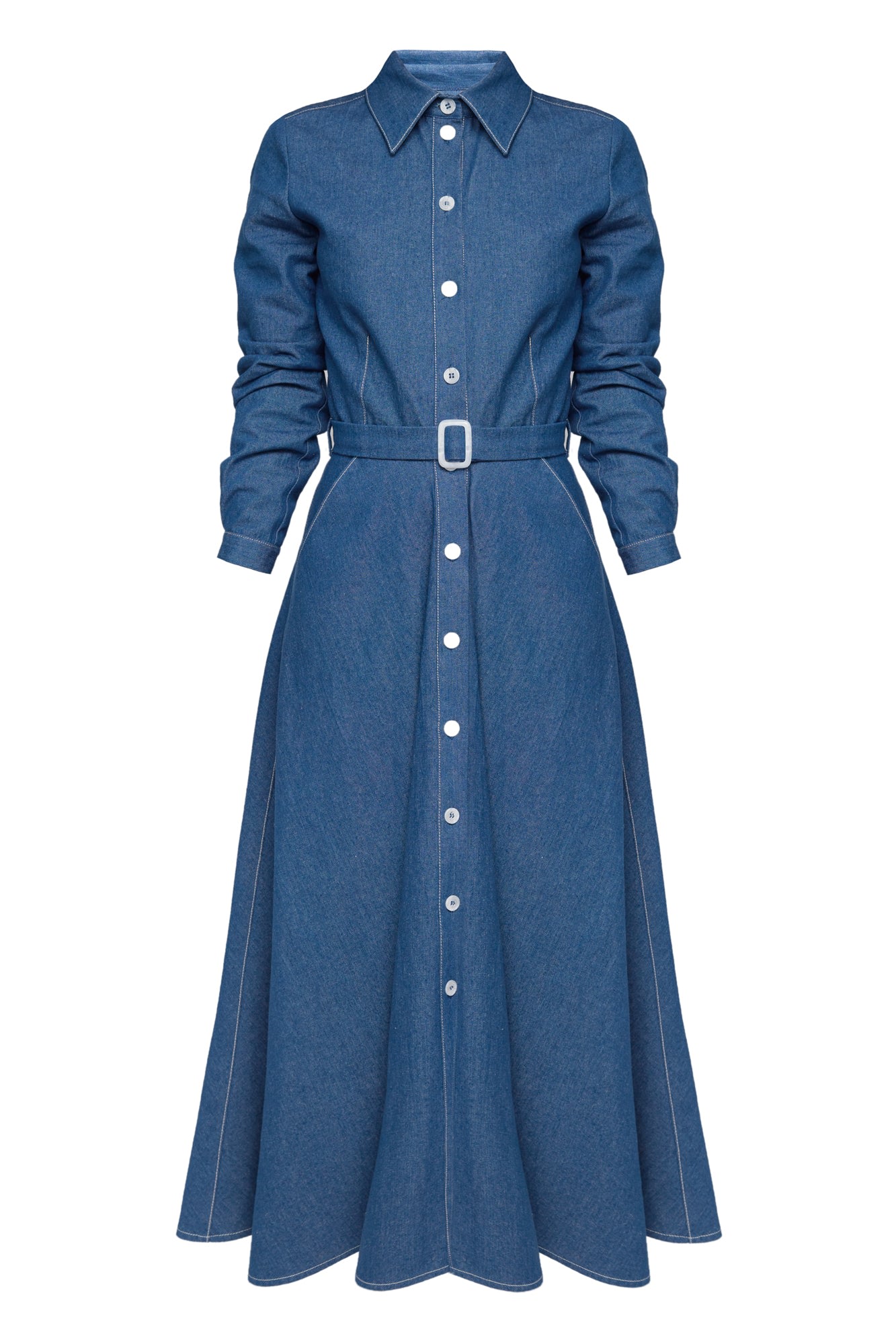 Women’s Esti Blue Denim Midi Shirt Dress Large Undress