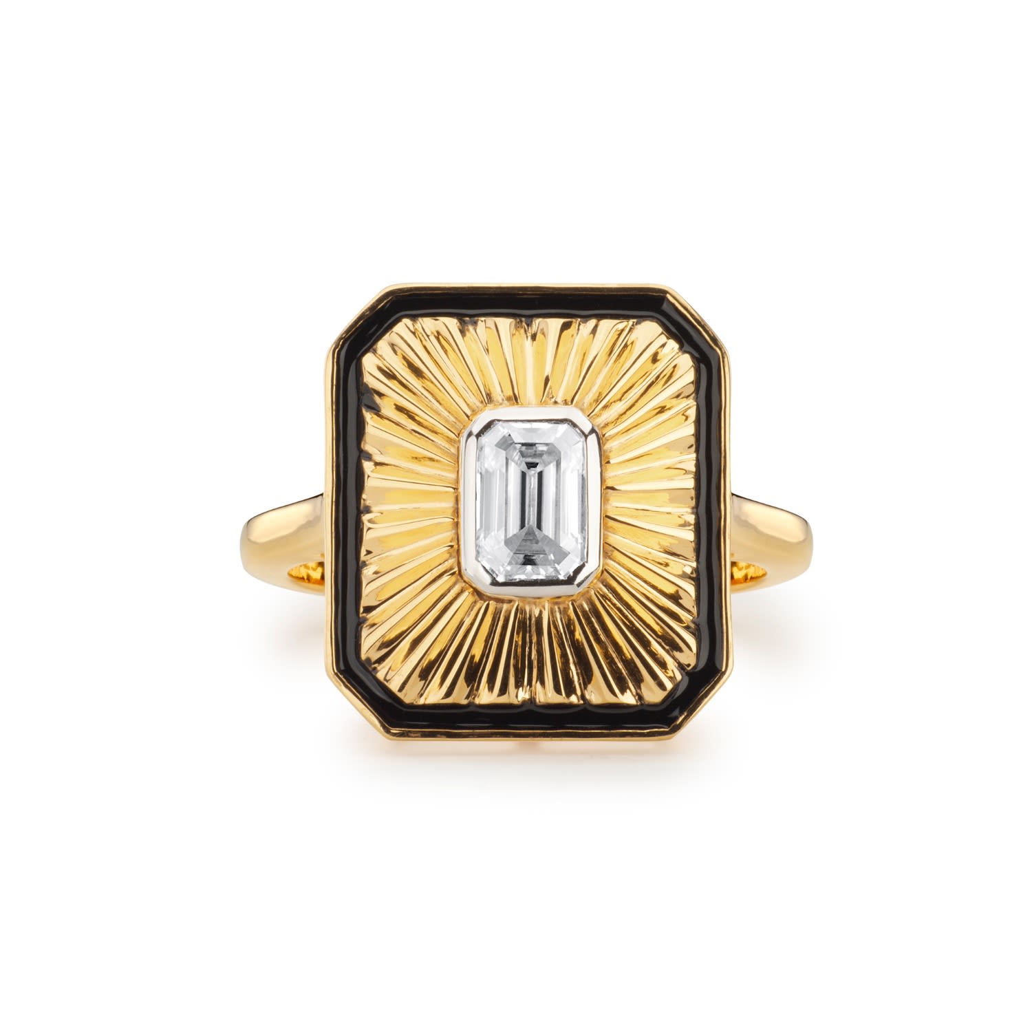 Augustine Jewels Women's Gold / Black Art Deco Diamond Gold Cocktail Ring