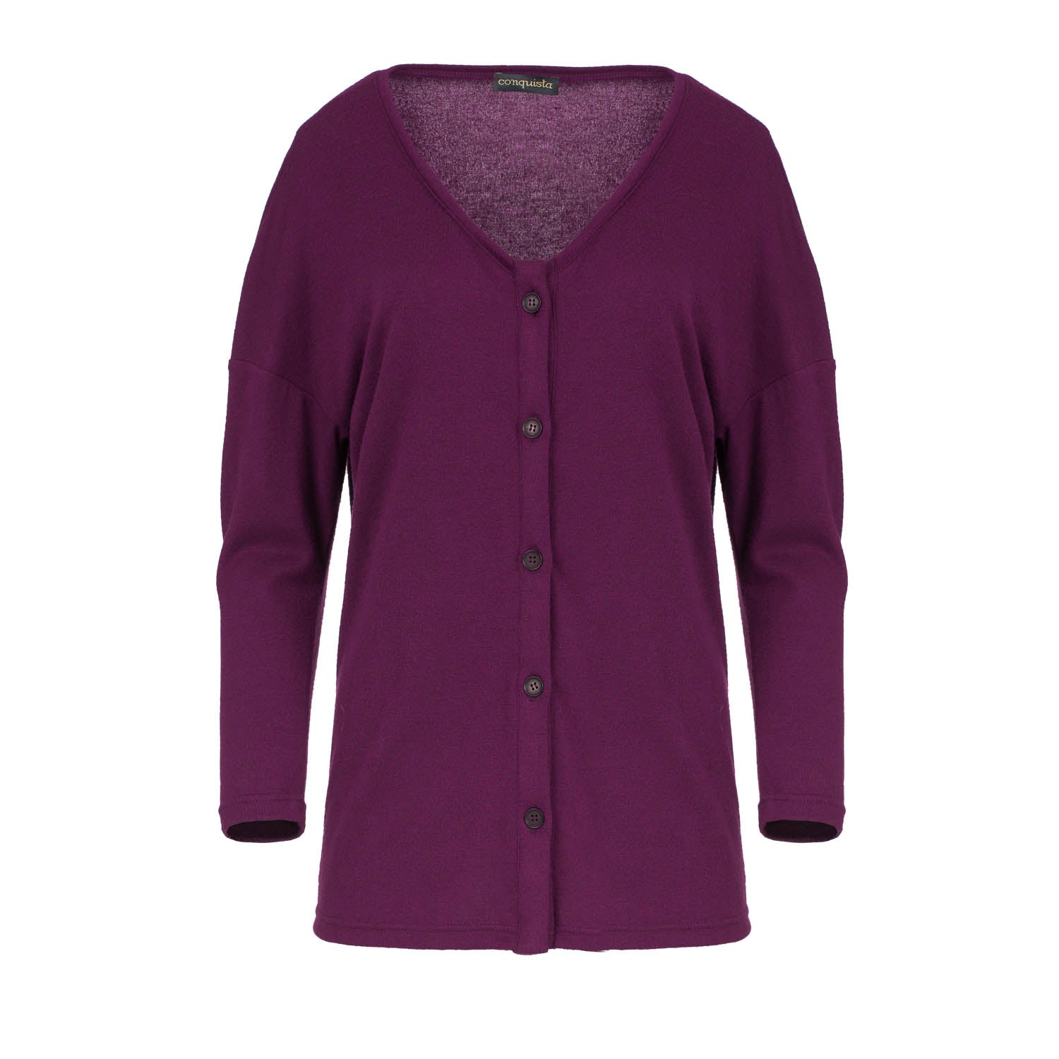 Conquista Women's Pink / Purple Aubergine Knit Button Cardigan In Pink/purple