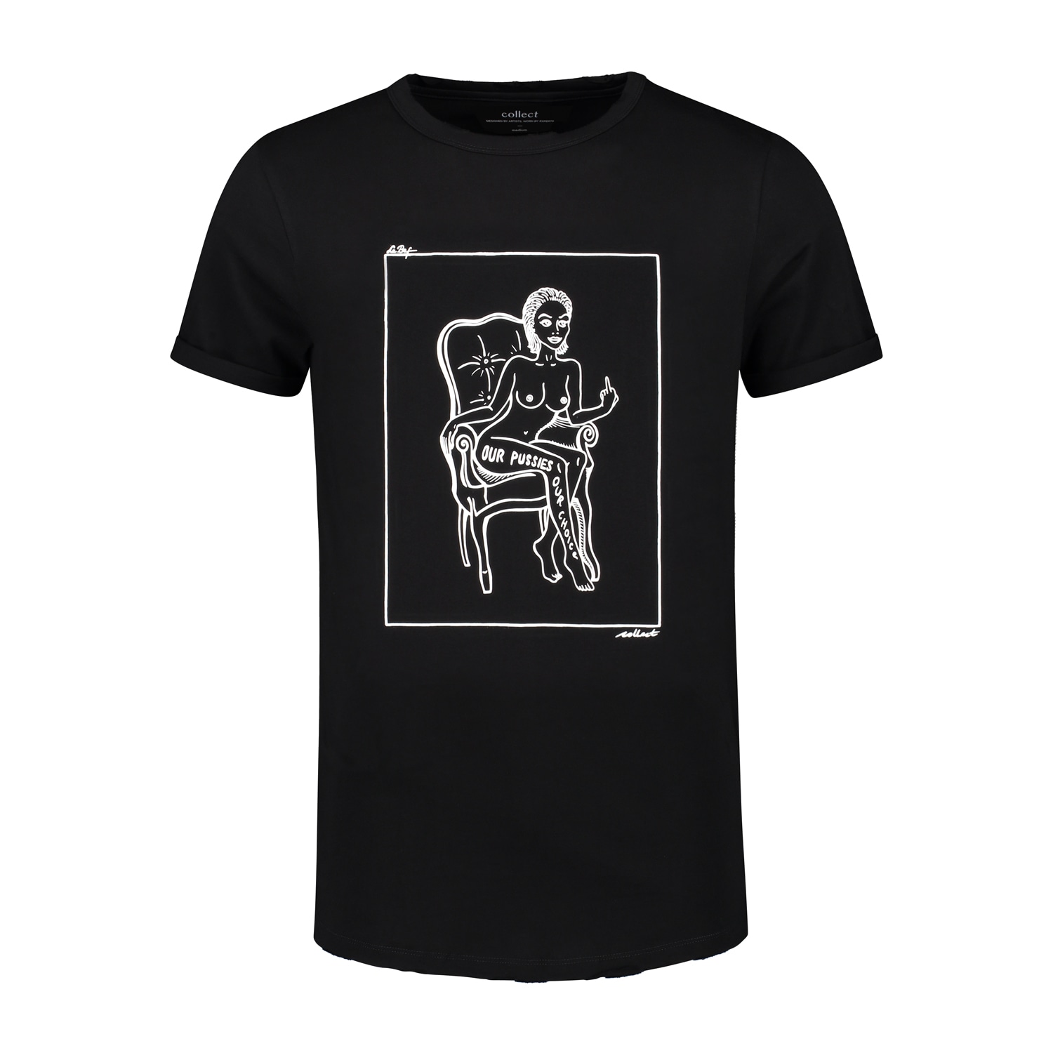 Collect The Label Women's Black Our Pussies Our Choice Tee In Black