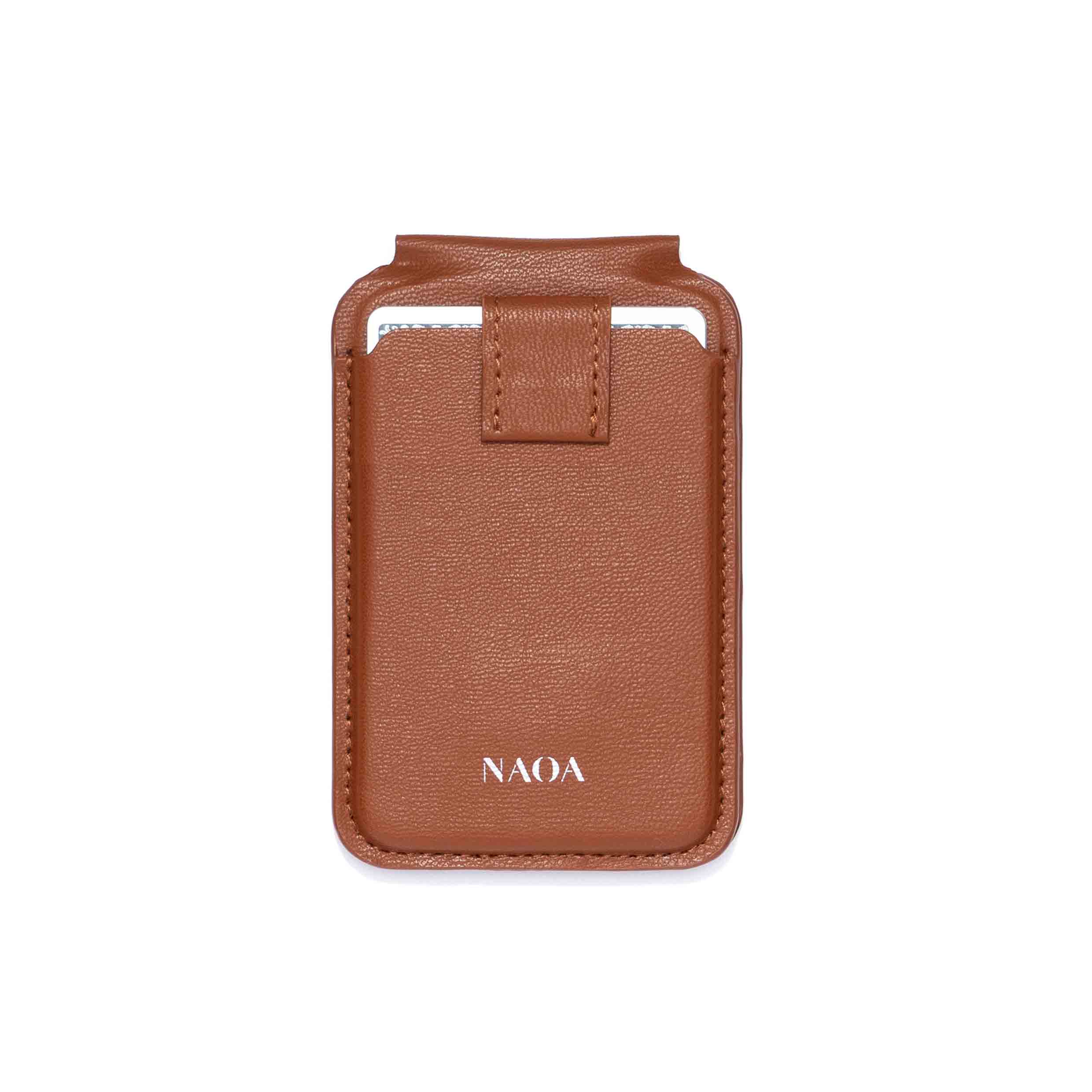 Naoa Women's Brown Magsafe Wallet & Phone Stand Cognac