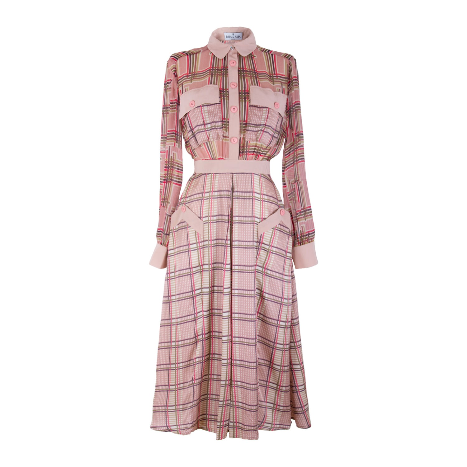 Women’s Check Print Silk Shirt Dress Small Rua & Rua