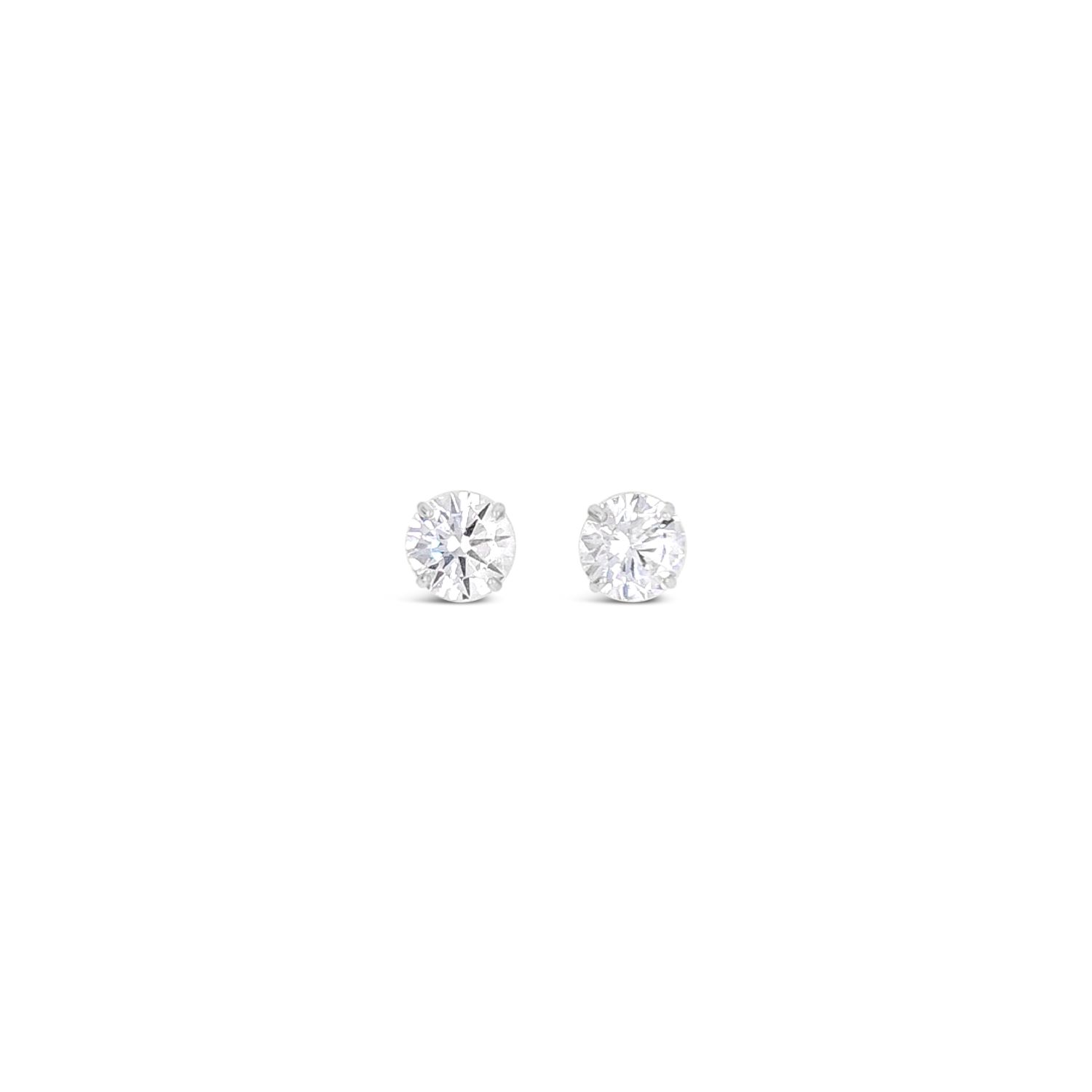 Lutiro Women's Round Eight Mm Studs - 10k  White Gold