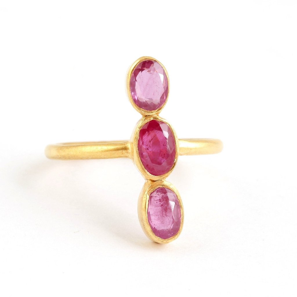 Opium Jewels Women's Gold / Red Wand Ring - Rubies