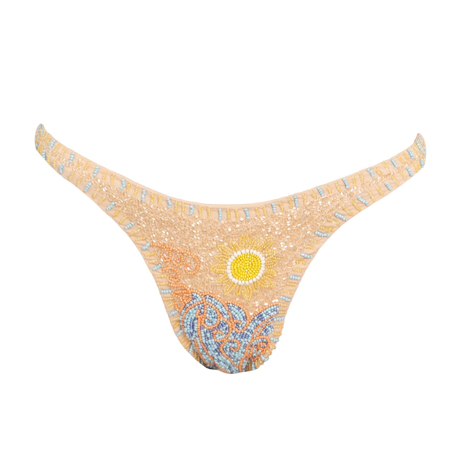 Self-adore Women's Neutrals / Brown High Tide Hand-beaded Embellished Bikini Bottom- Sand In Yellow