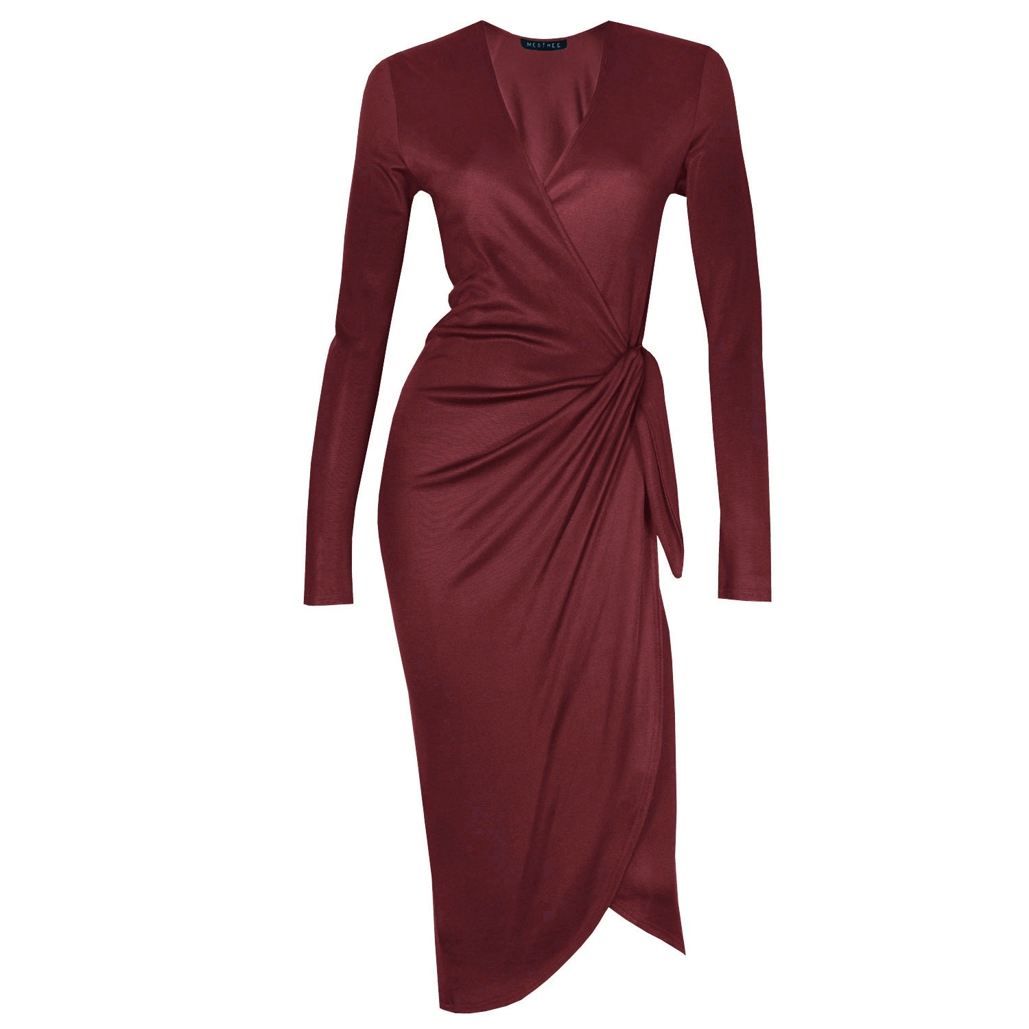 Me&thee Women's Red In Spite Of Claret Wrap Dress In Burgundy