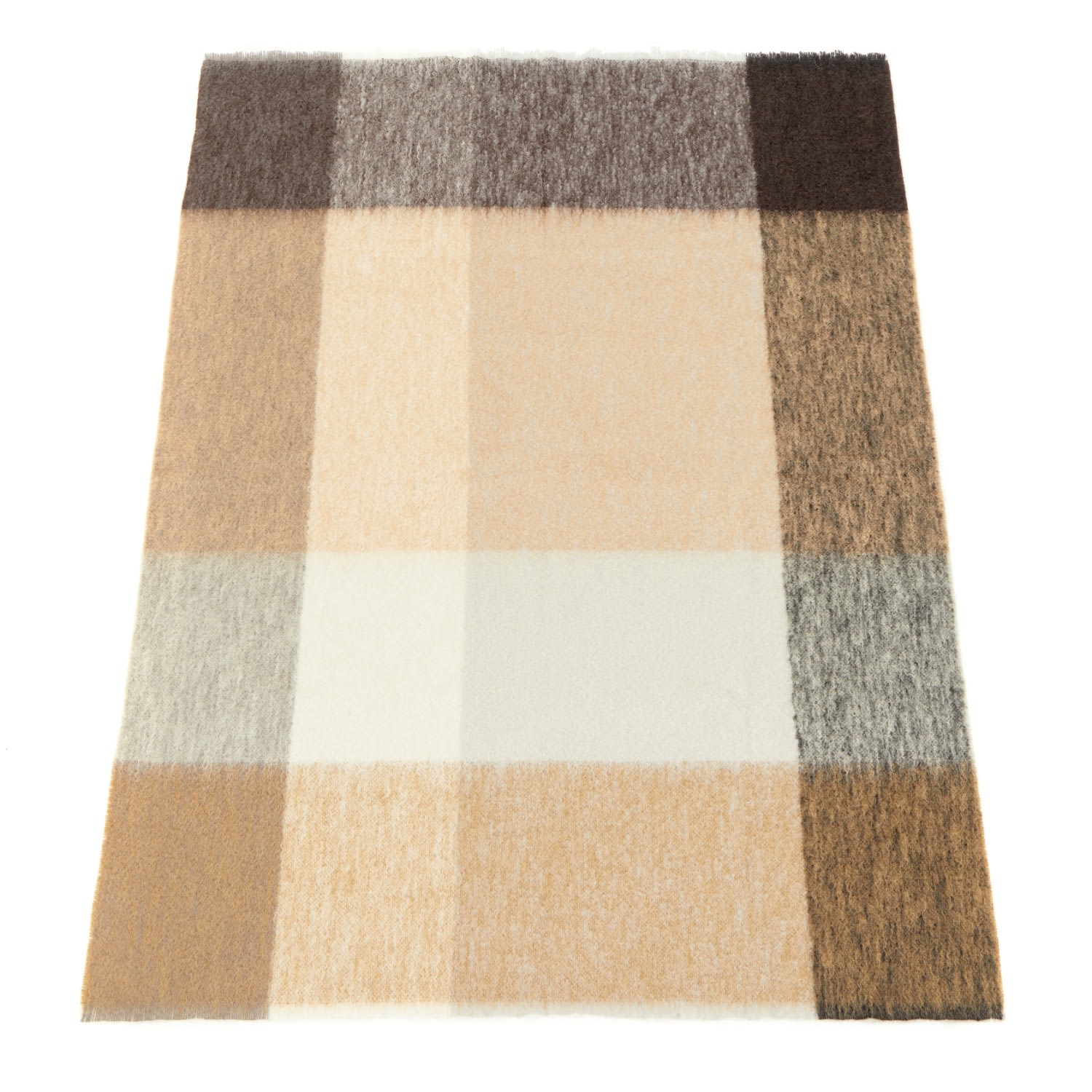 Eliská Large Mohair Abstract Throw In Parchment In White