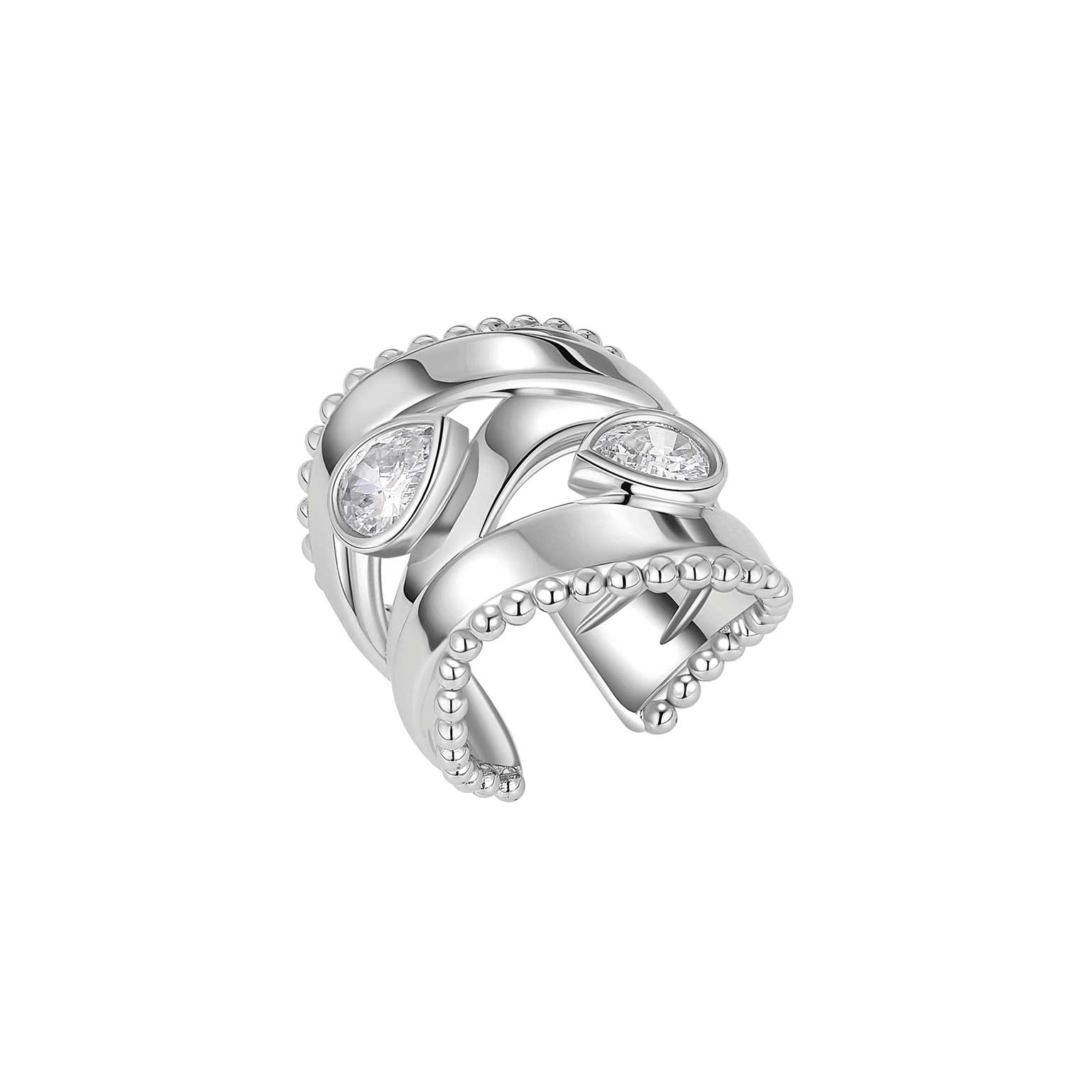 Retro Chic Women's Silver White Sun Ring In Silver