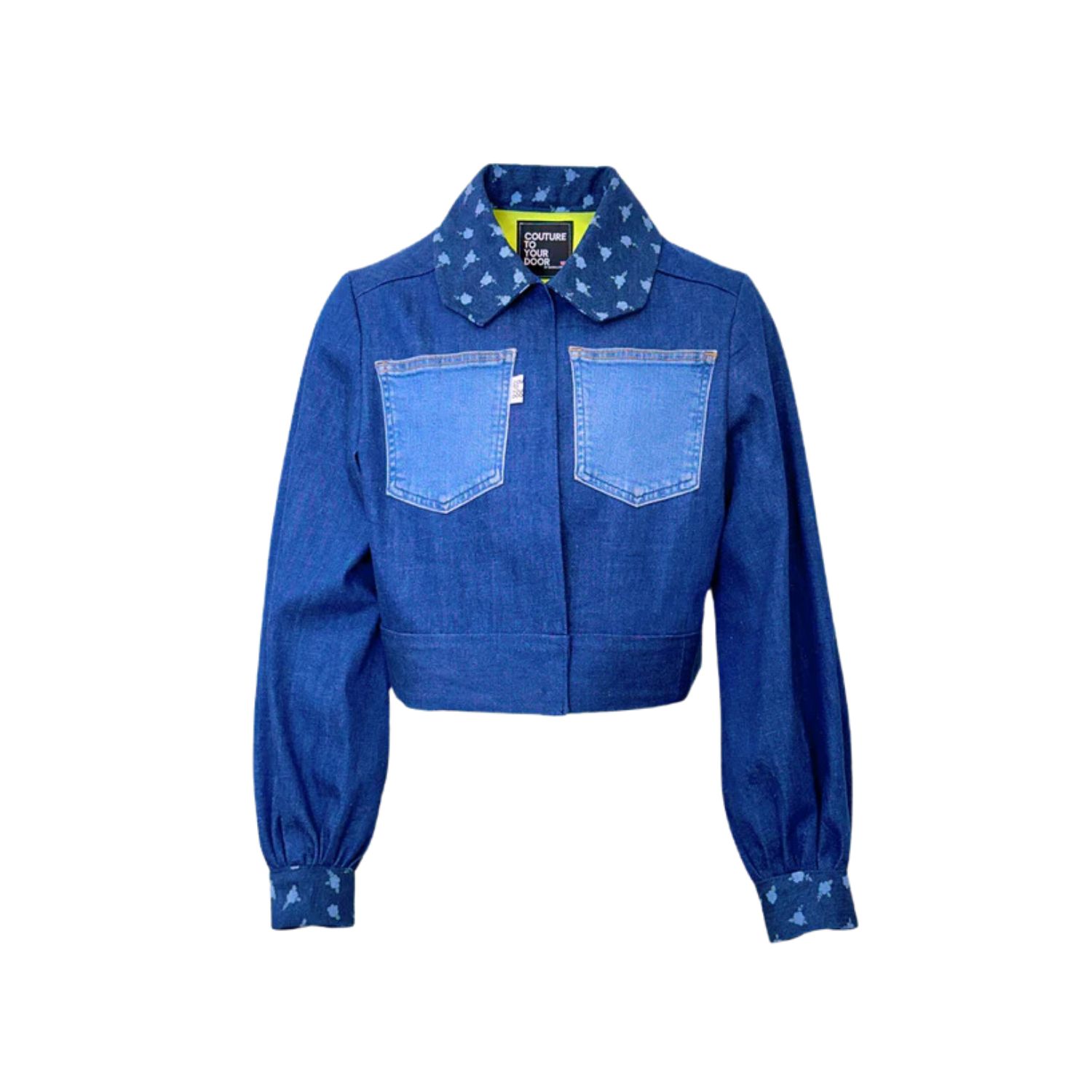 Women's Blue / Neutrals Denim Utilitarian Upcycled Denim Jacket | Medium | Couture to Your Door