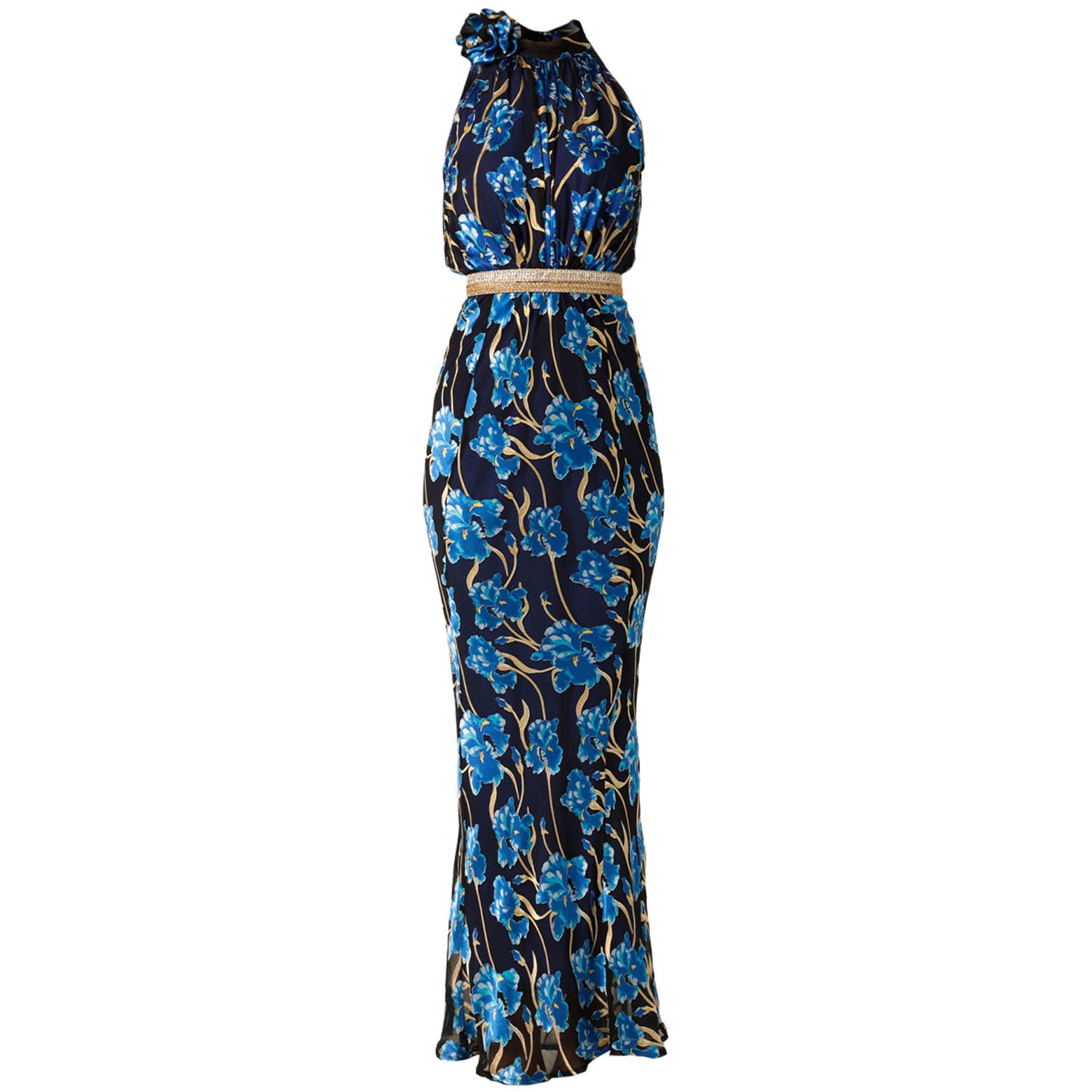 Women's Elea Halter Bias Maxi In Blue Iris | Large | Sacha Drake