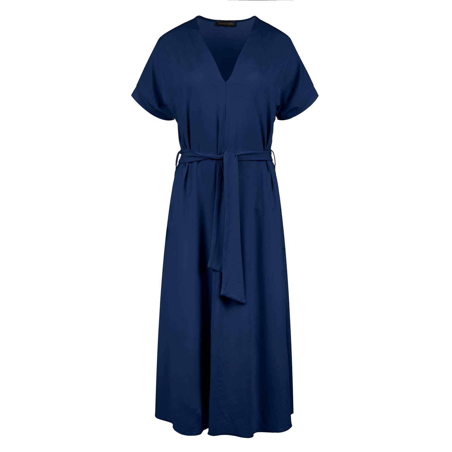 Women’s Blue Jersey Belted Midi Dress Large Conquista