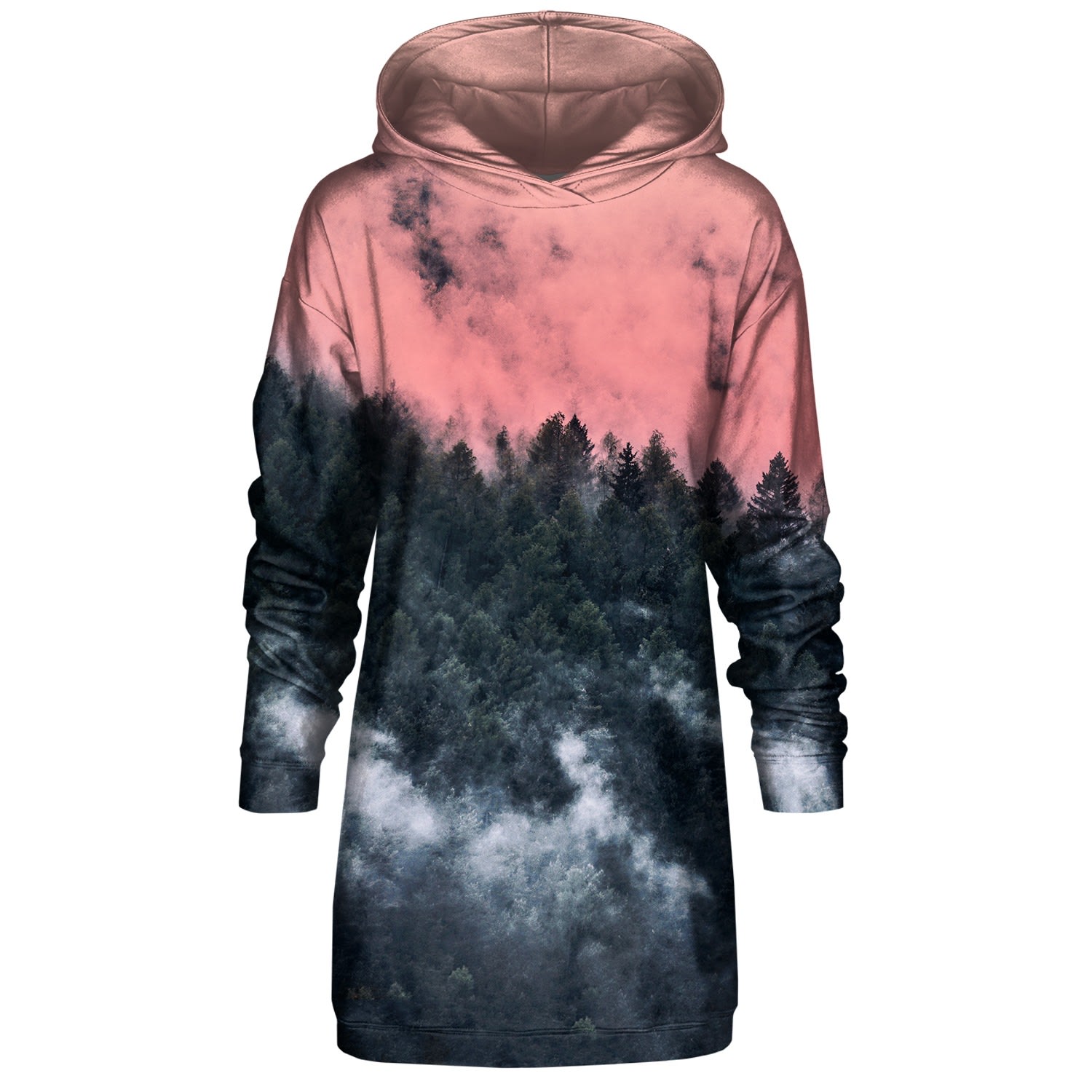 Women’s Grey / Pink / Purple Forest Hoodie Oversize Dress Extra Large Aloha from Deer