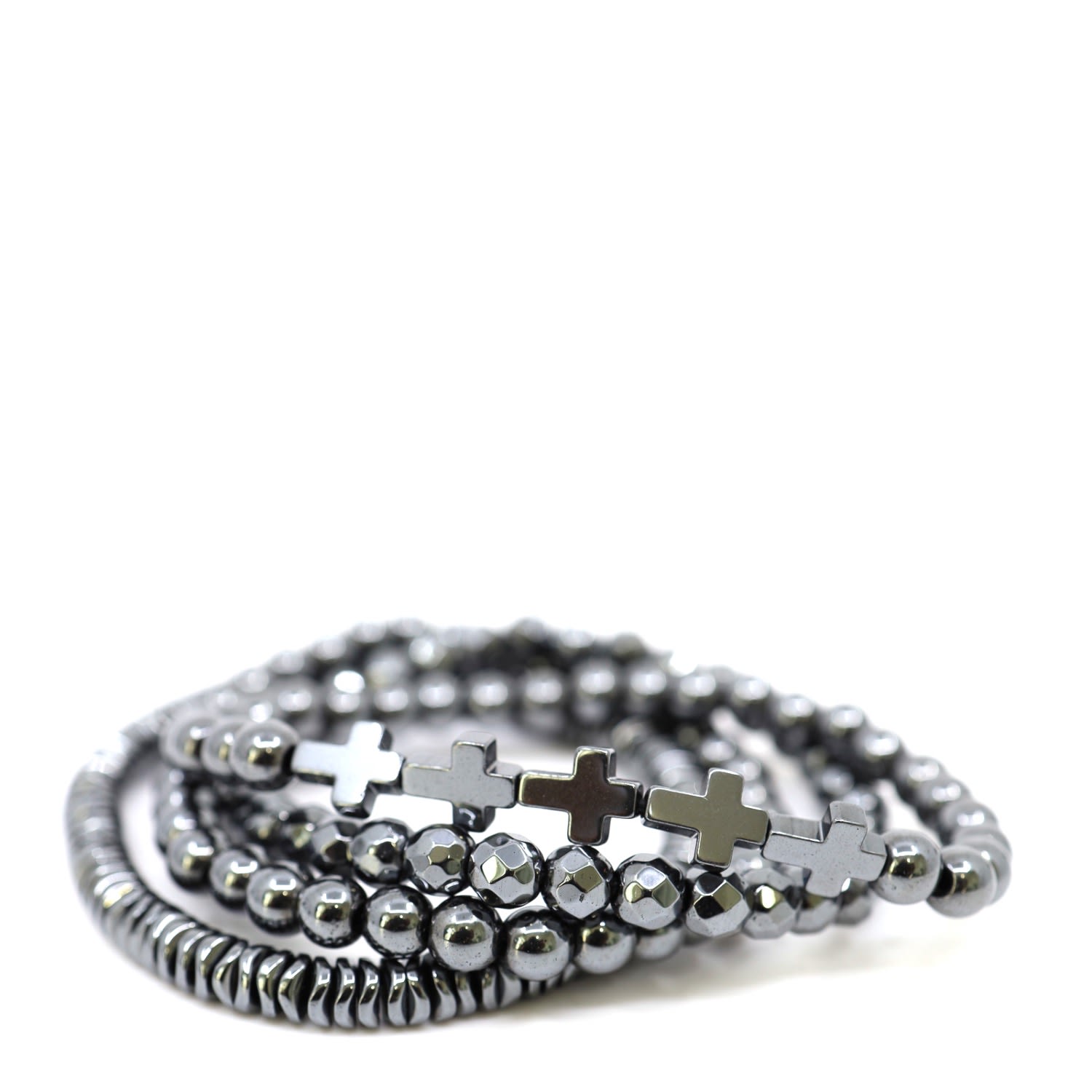 Men's Grey Gunmetal Hematite Bracelet Stack Set | Shar Oke