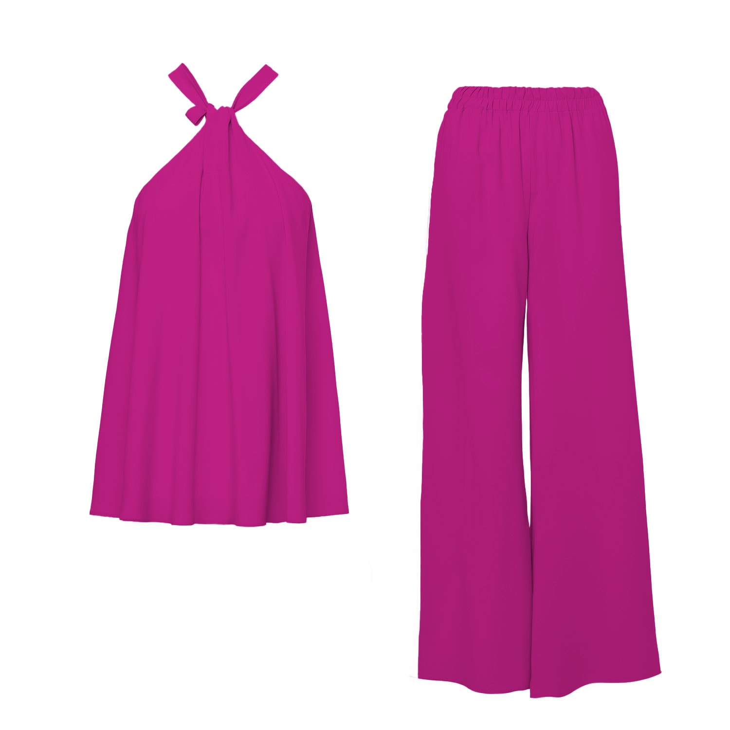Bluzat Pink / Purple Fuchsia Set With Top And Wide Leg Trousers In Pink/purple